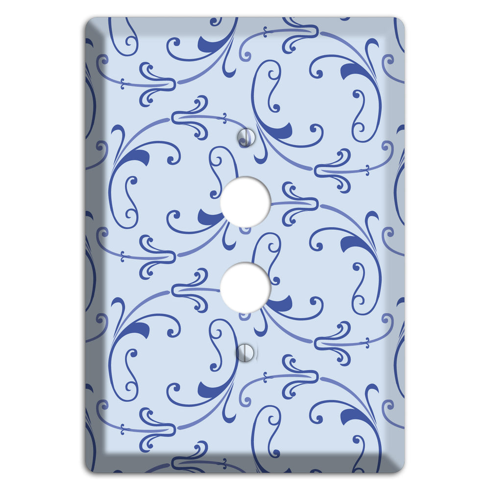 Light Blue Victorian Sprig 1 Pushbutton Wallplate