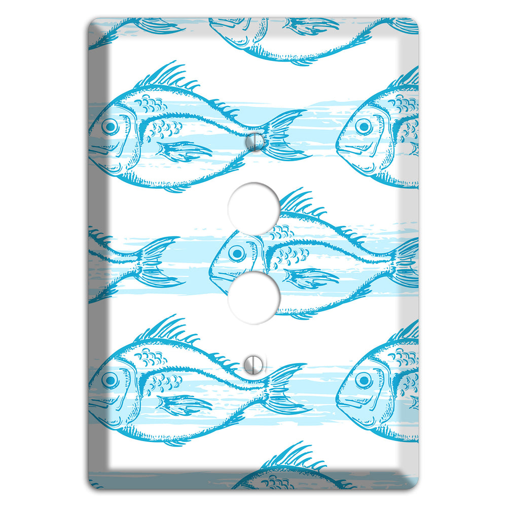 Blue Fish 1 Pushbutton Wallplate