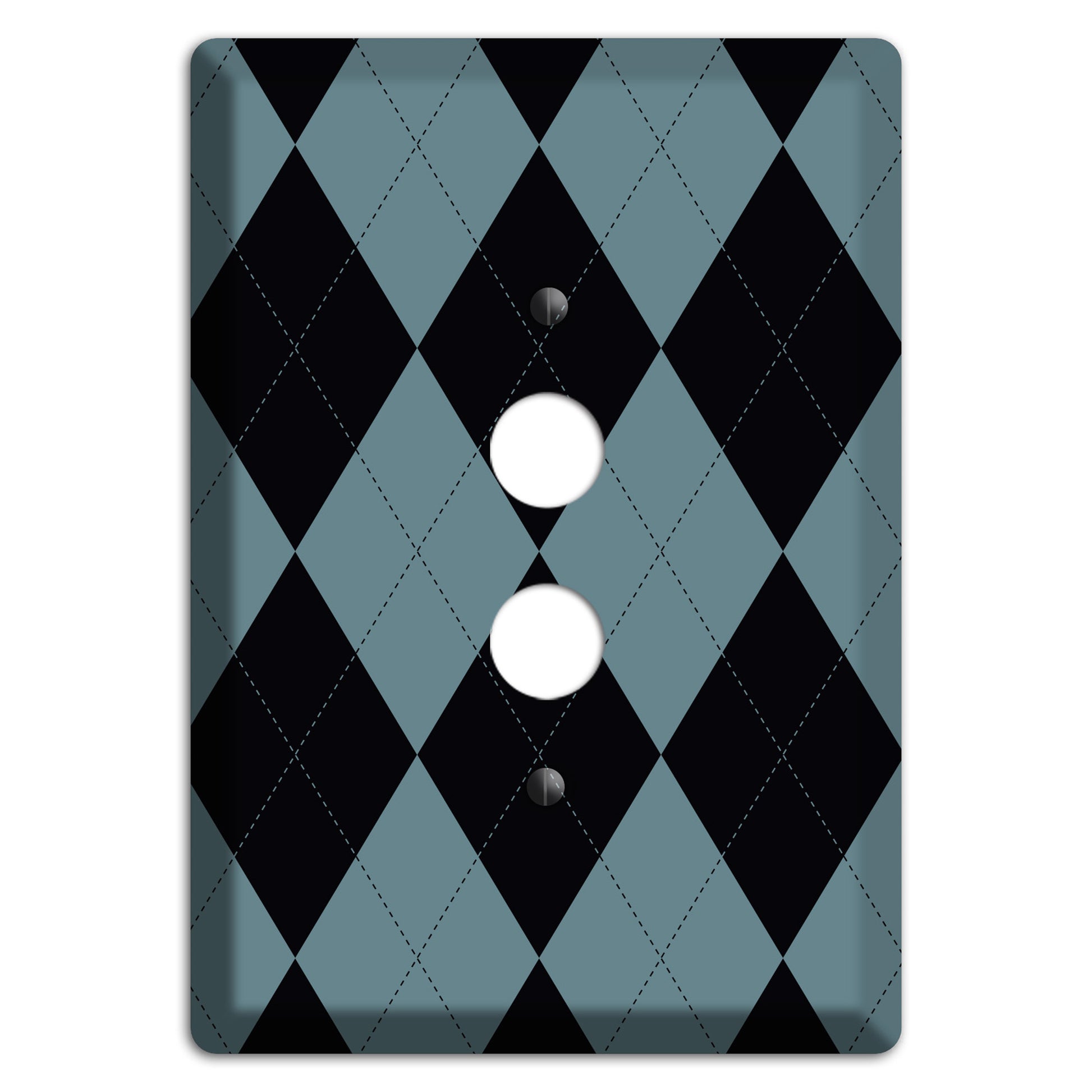 Blue and Black Argyle 1 Pushbutton Wallplate