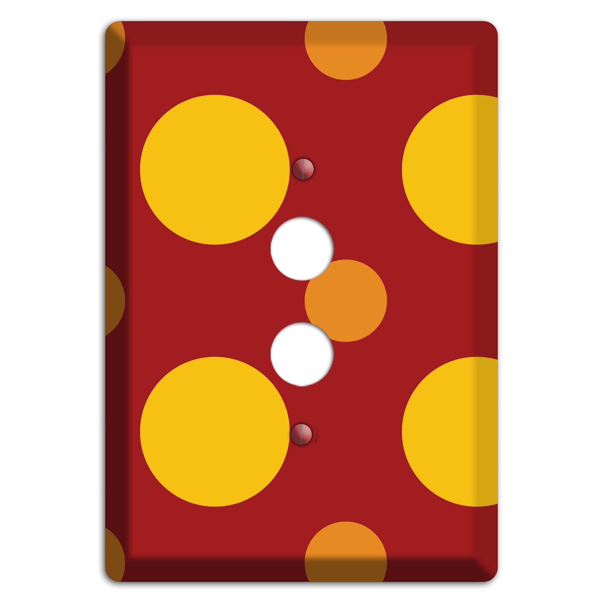Red with Multi Orange Multi Medium Polka Dots 1 Pushbutton Wallplate