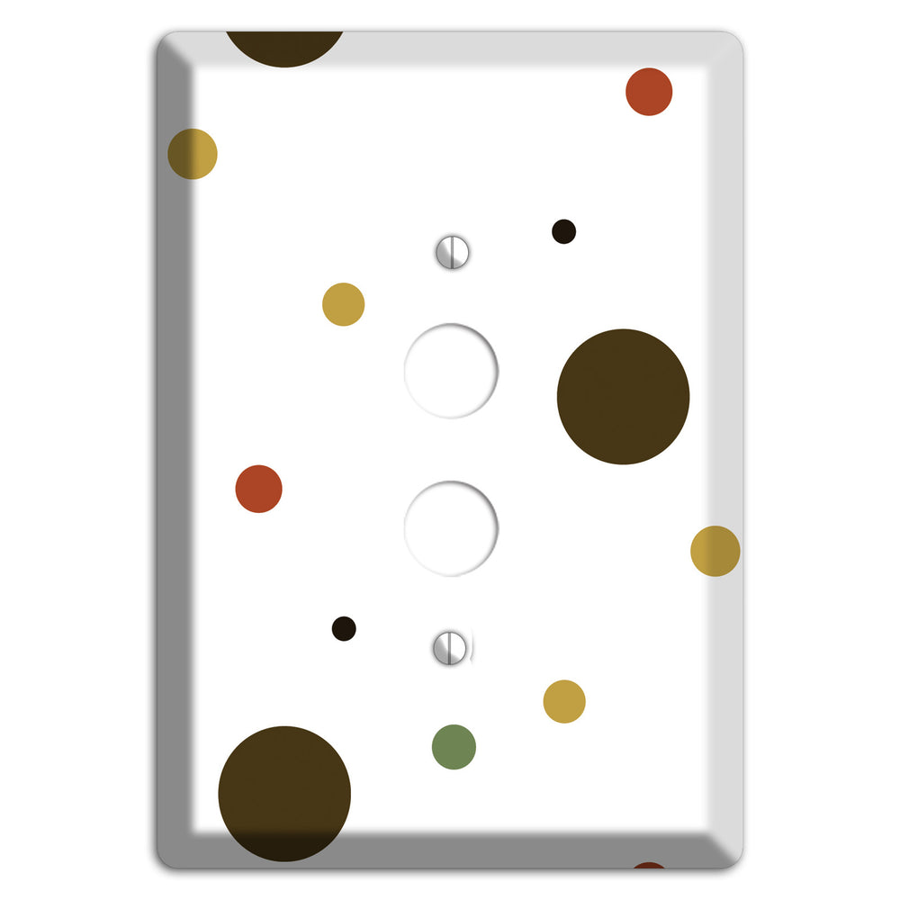 White with Multi Brown Multi Medium Dots 1 Pushbutton Wallplate