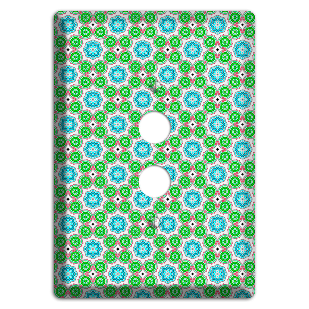 Green and Blue Foulard 1 Pushbutton Wallplate