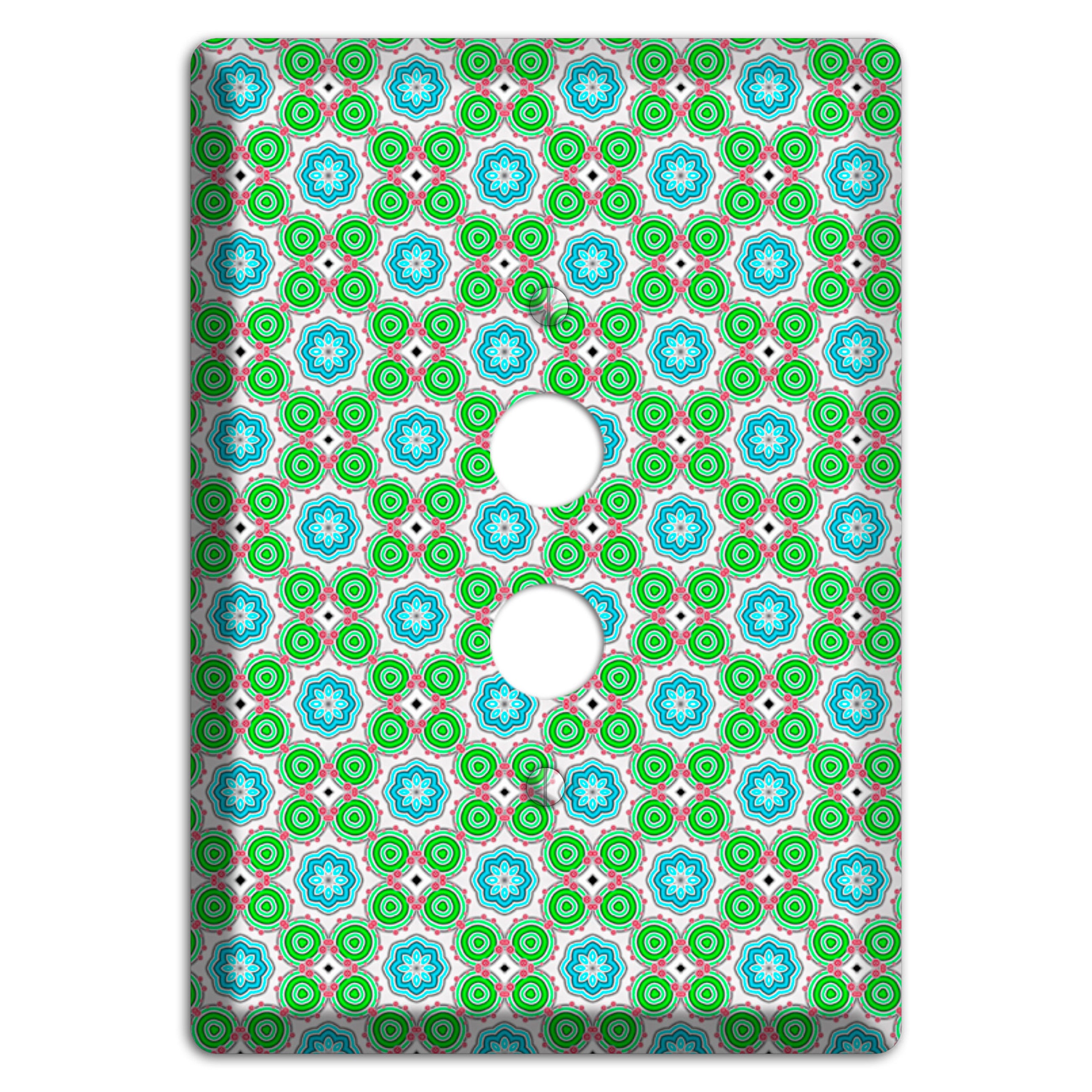 Green and Blue Foulard 1 Pushbutton Wallplate