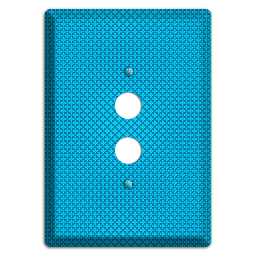 Multi Blue Checkered Quatrefoil 1 Pushbutton Wallplate