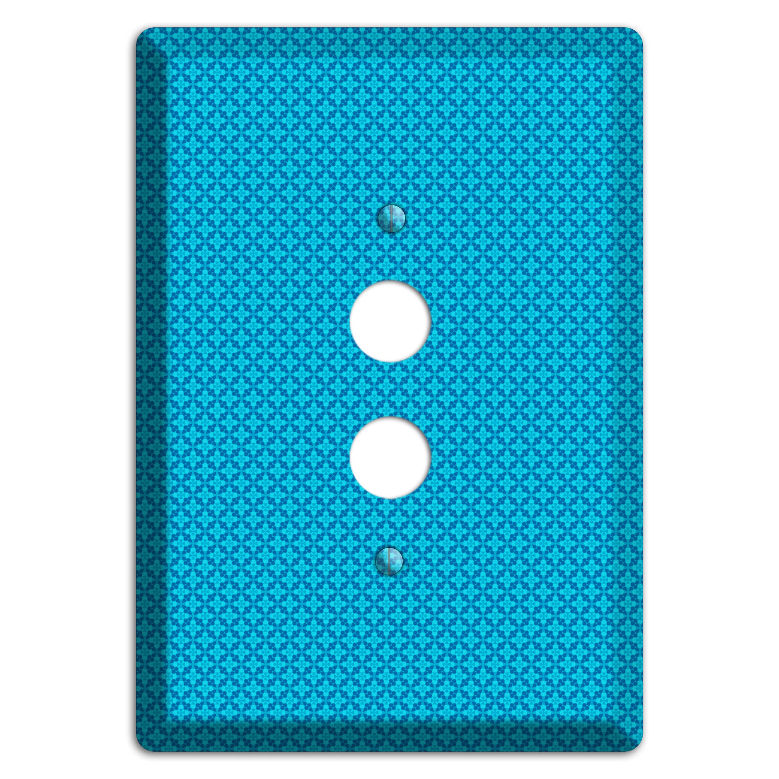Multi Blue Checkered Quatrefoil 1 Pushbutton Wallplate