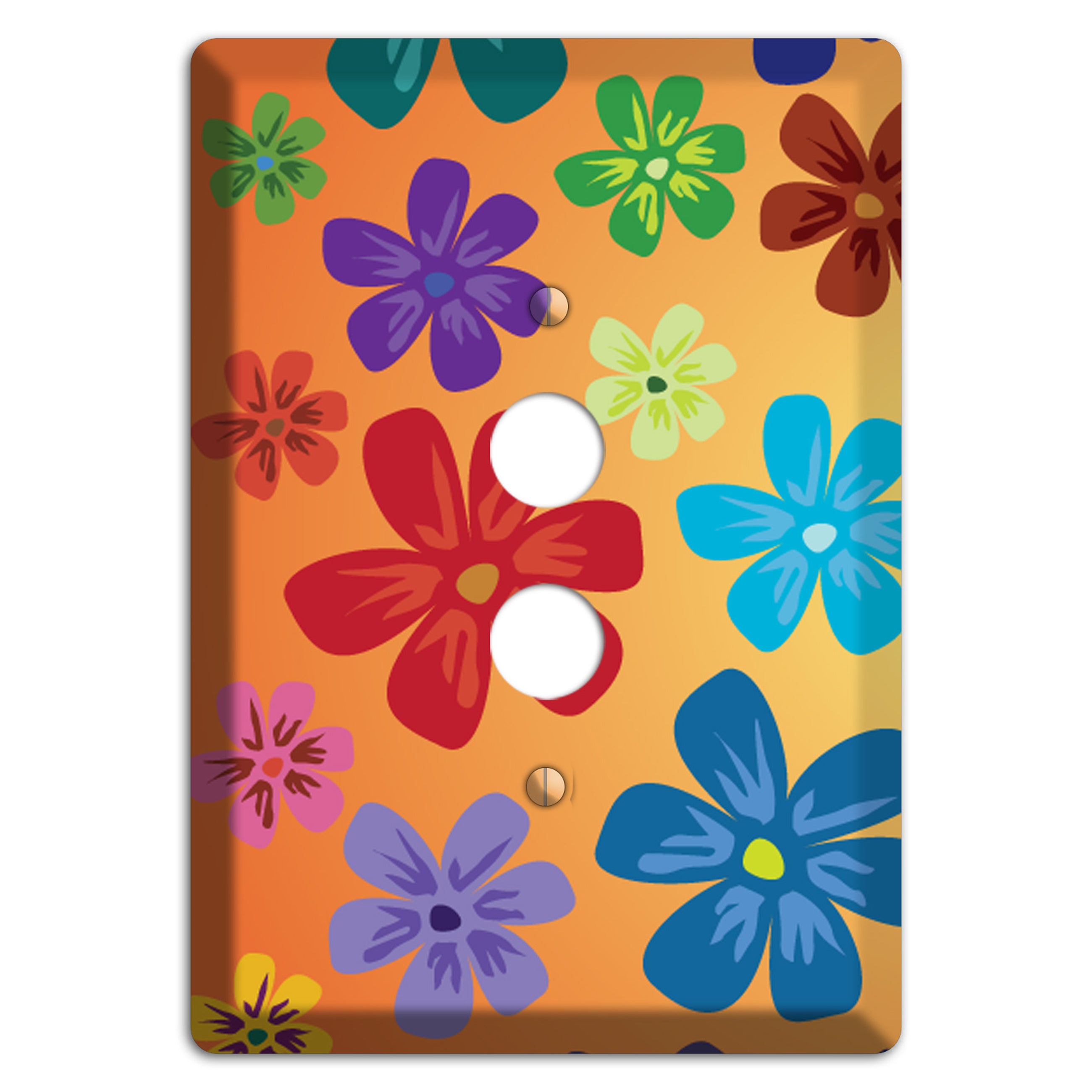 Brown Flowers 1 Pushbutton Wallplate
