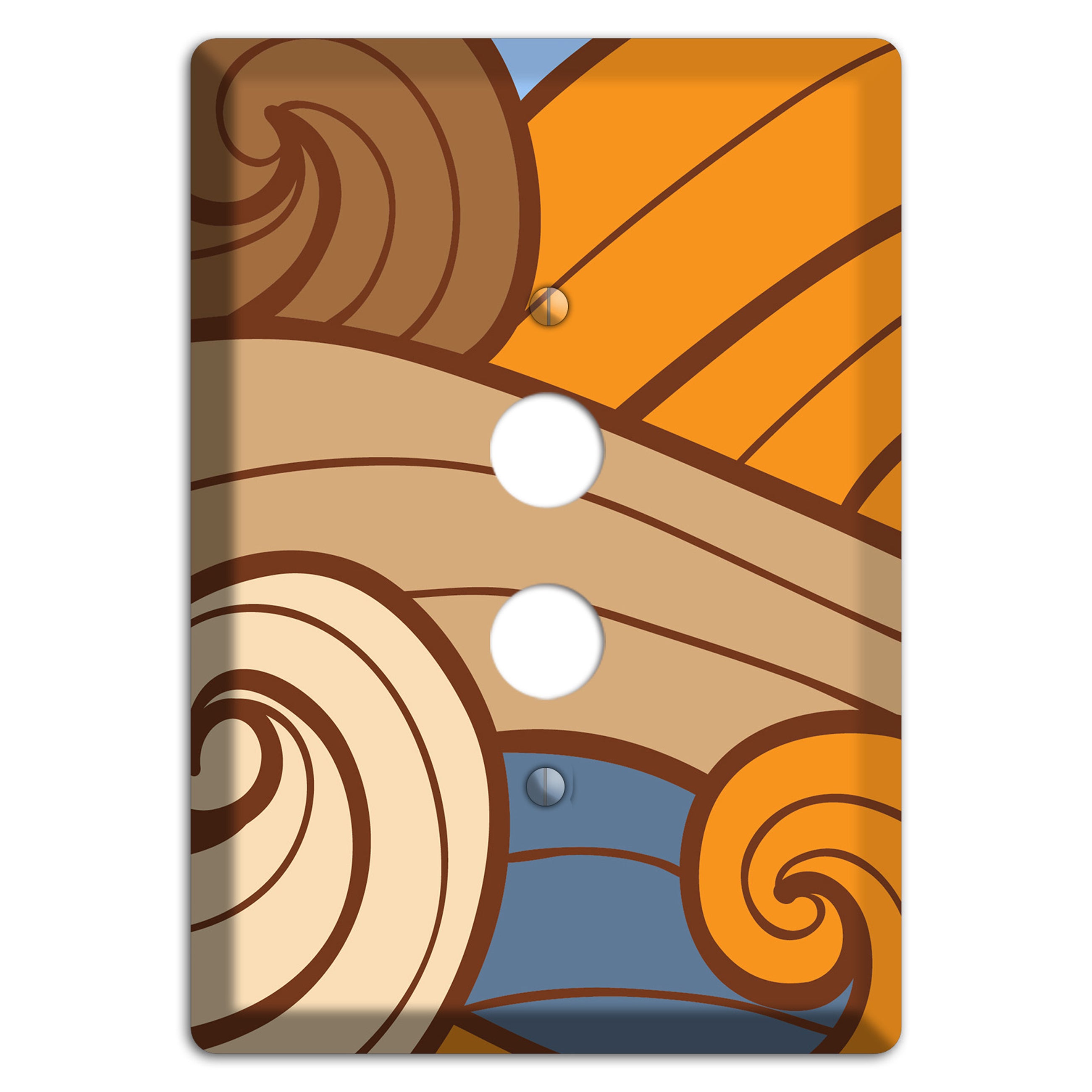 Abstract Curl Blue & Cream 1 Pushbutton Wallplate