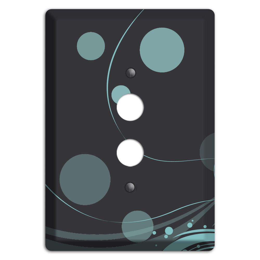 Dark Grey with Blue-grey Dots and Swirls 1 Pushbutton Wallplate