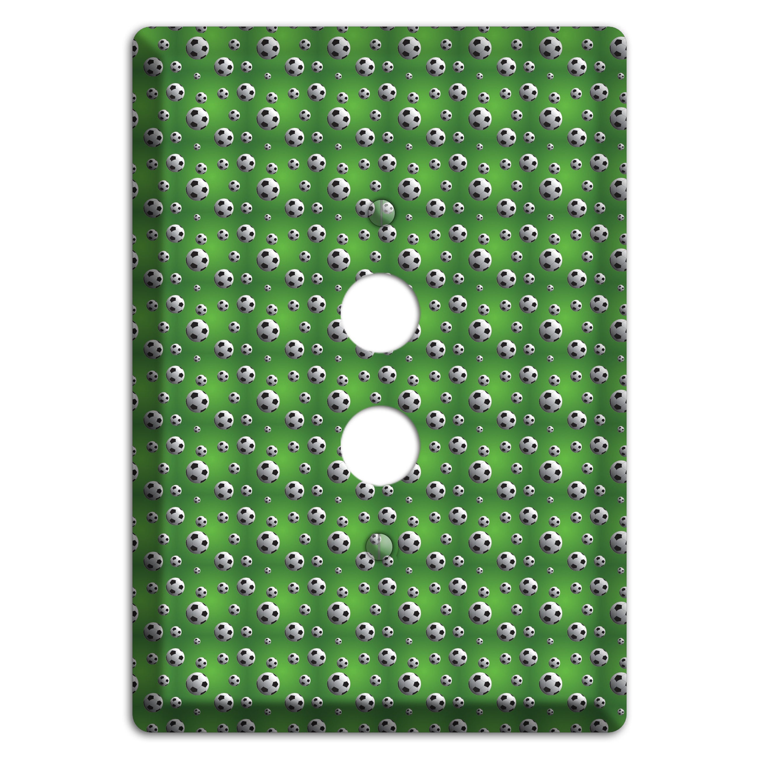 Green with Soccer Balls 1 Pushbutton Wallplate