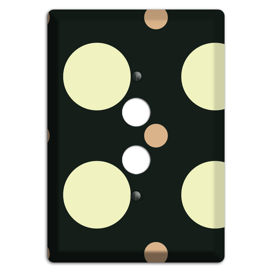 Black with Yellow and Mauve Multi Medium Polka Dots 1 Pushbutton Wallplate