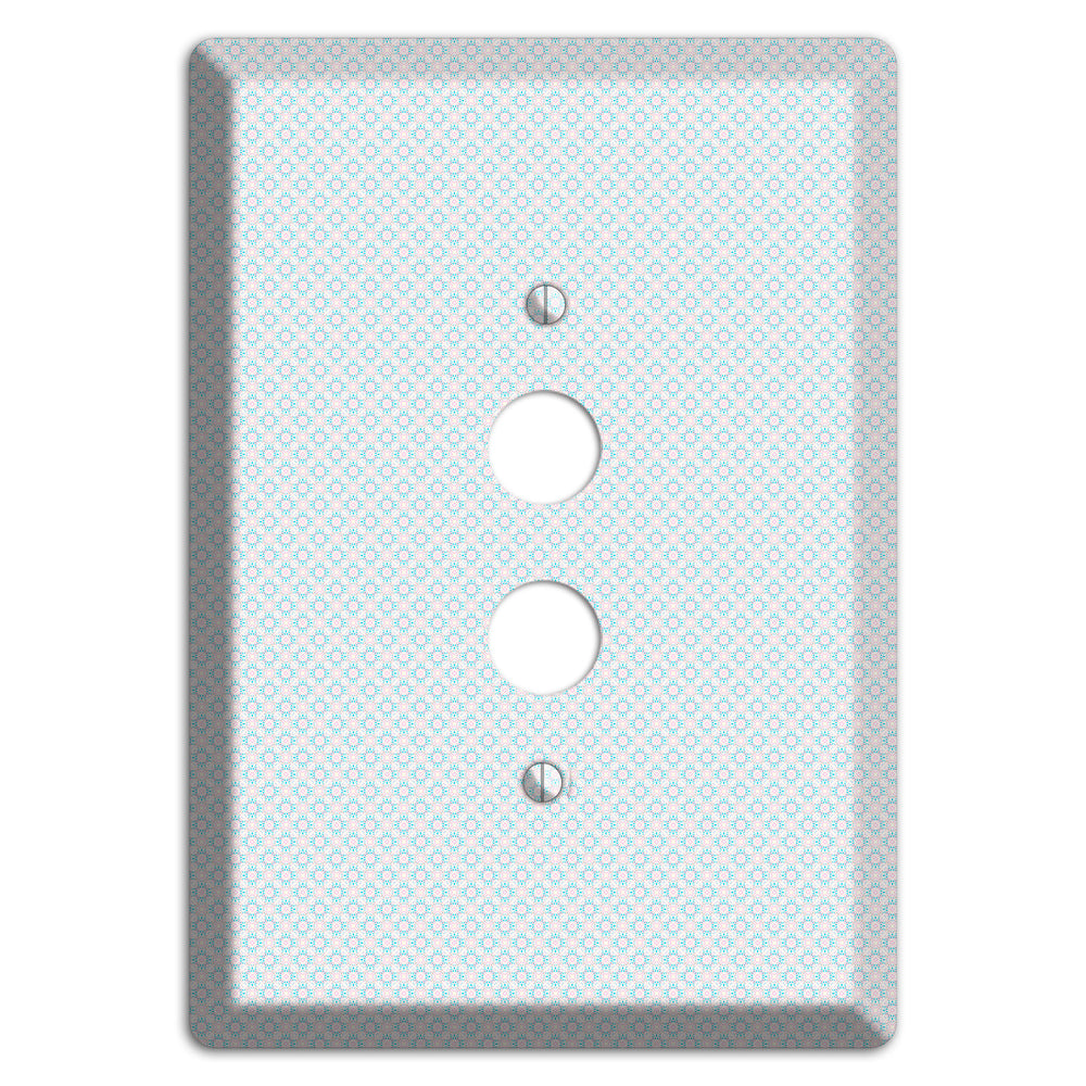 White with Light Blue Tiny Arabesque 1 Pushbutton Wallplate