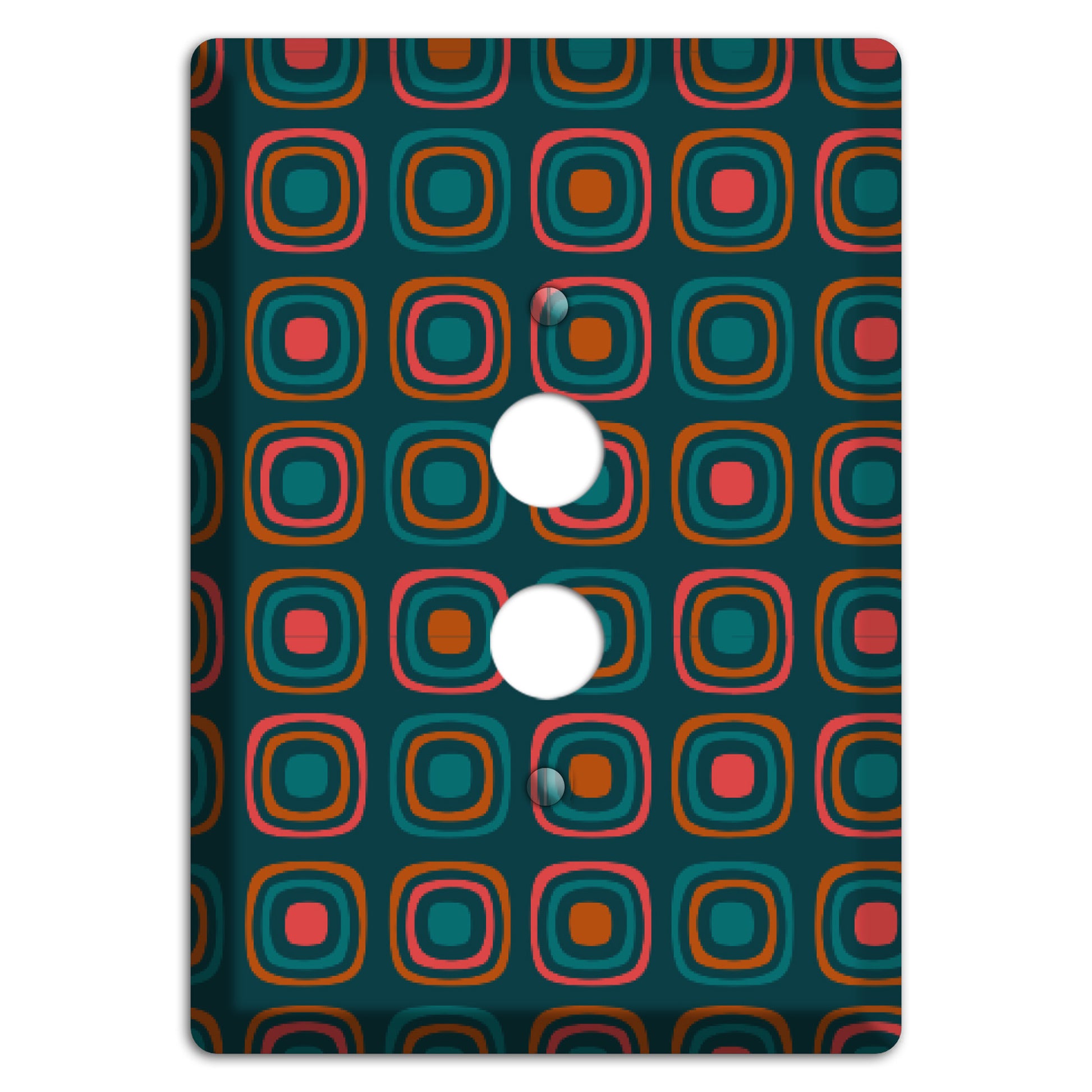 Teal and Pink Rounded Squares 1 Pushbutton Wallplate