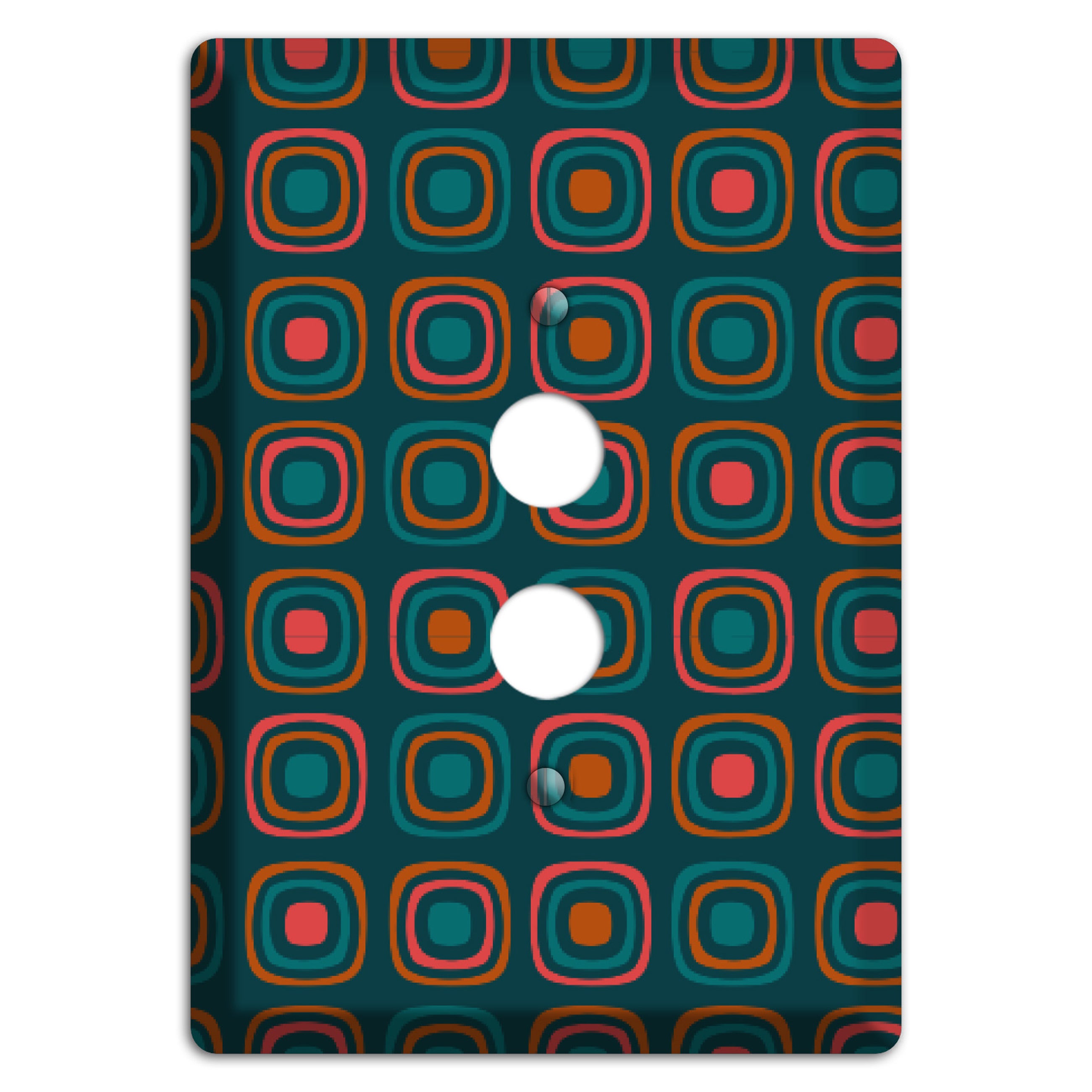 Teal and Pink Rounded Squares 1 Pushbutton Wallplate