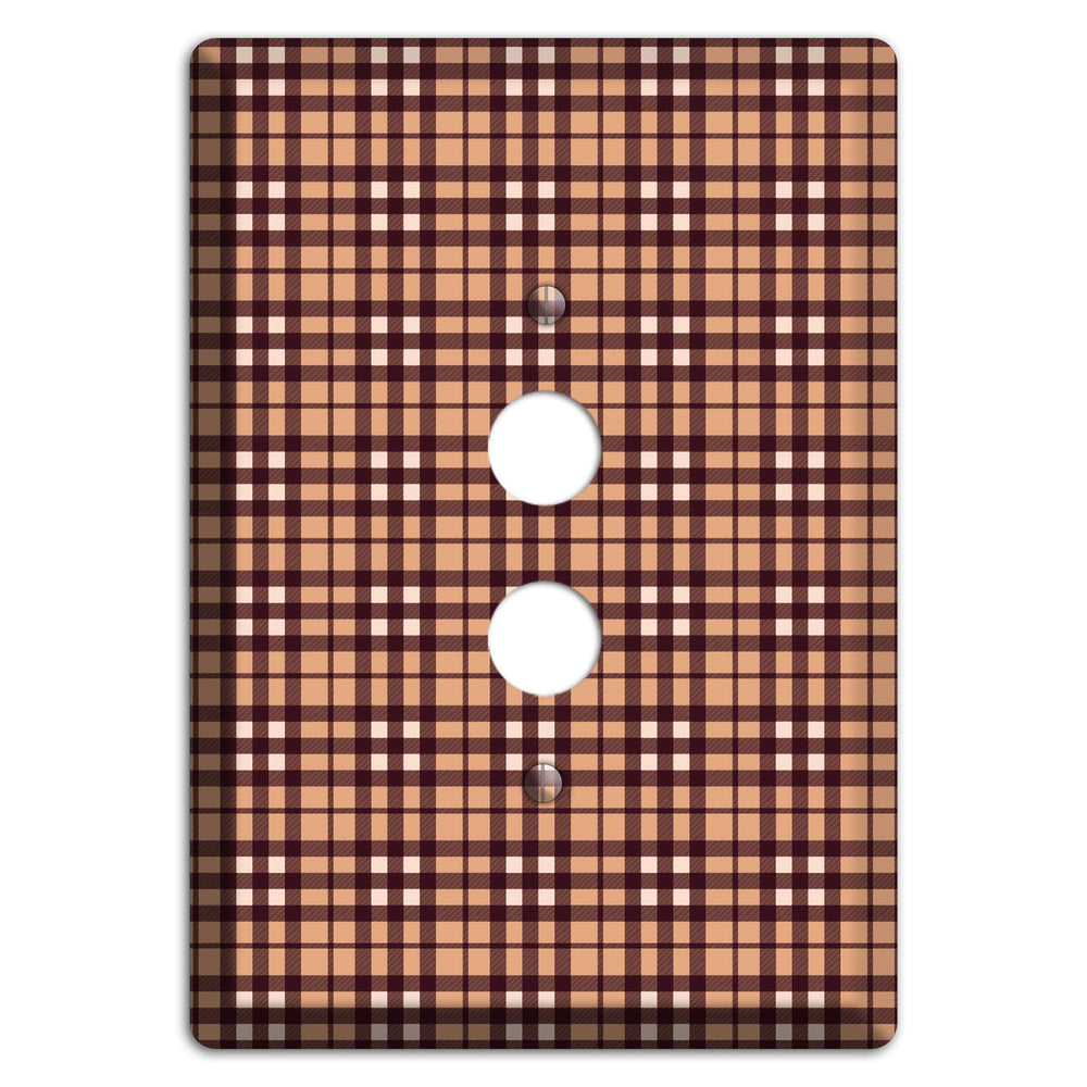 Multi Brown Plaid 1 Pushbutton Wallplate