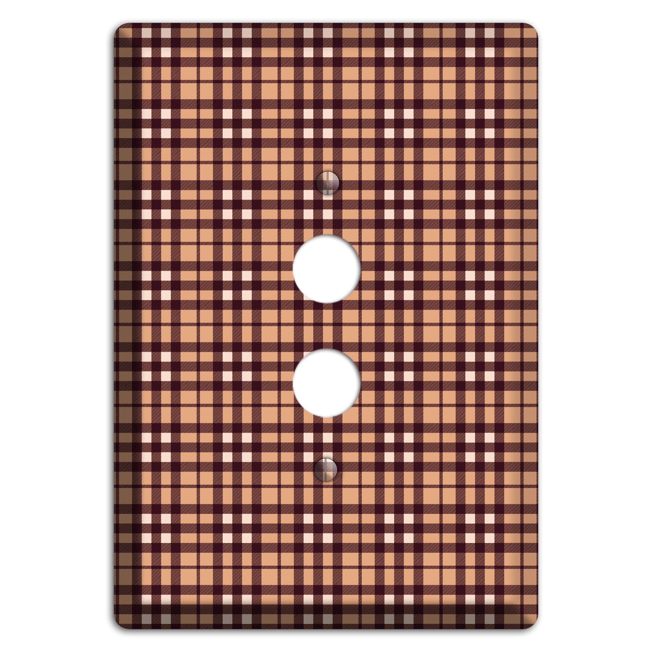Multi Brown Plaid 1 Pushbutton Wallplate