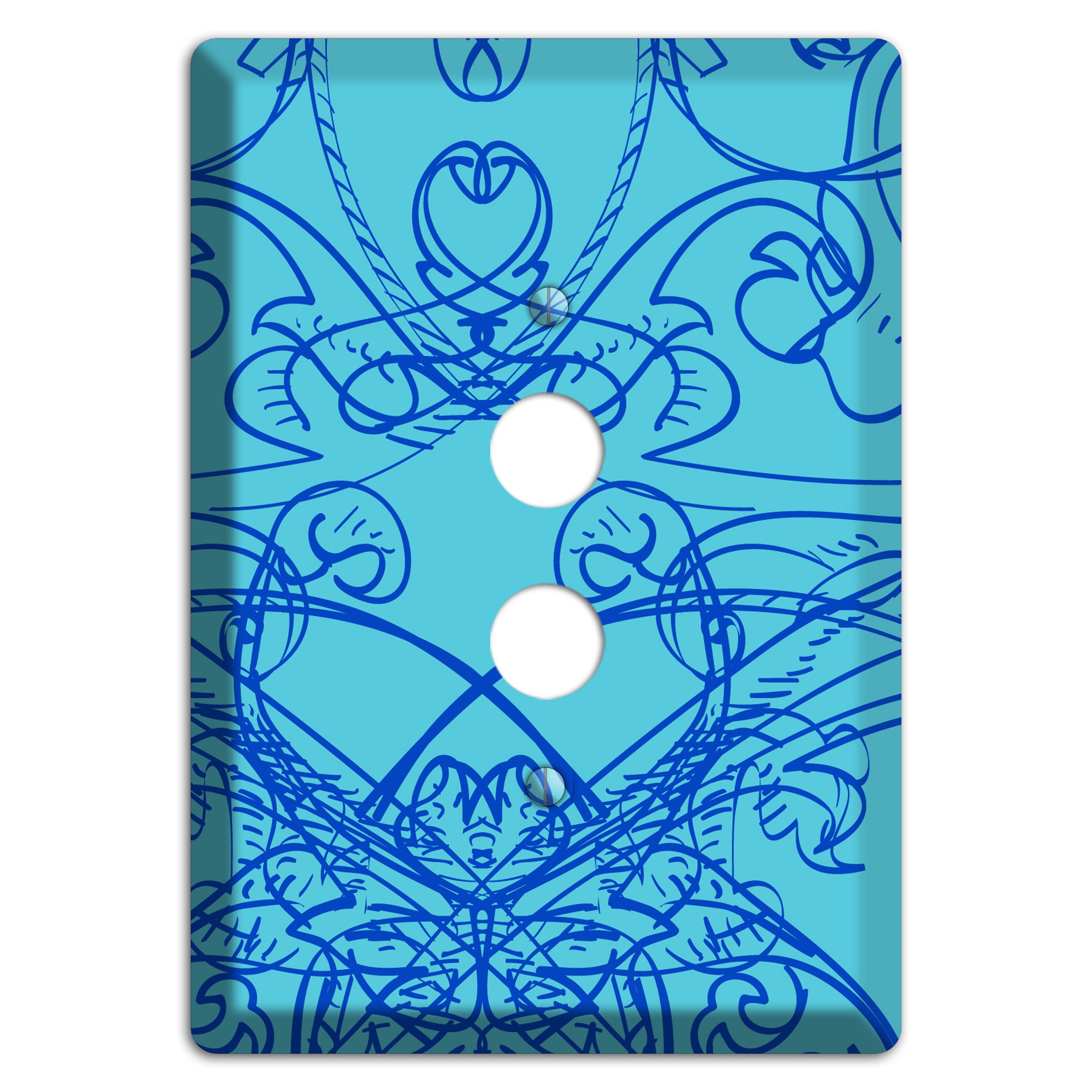 Turquoise Deco Sketch 1 Pushbutton Wallplate