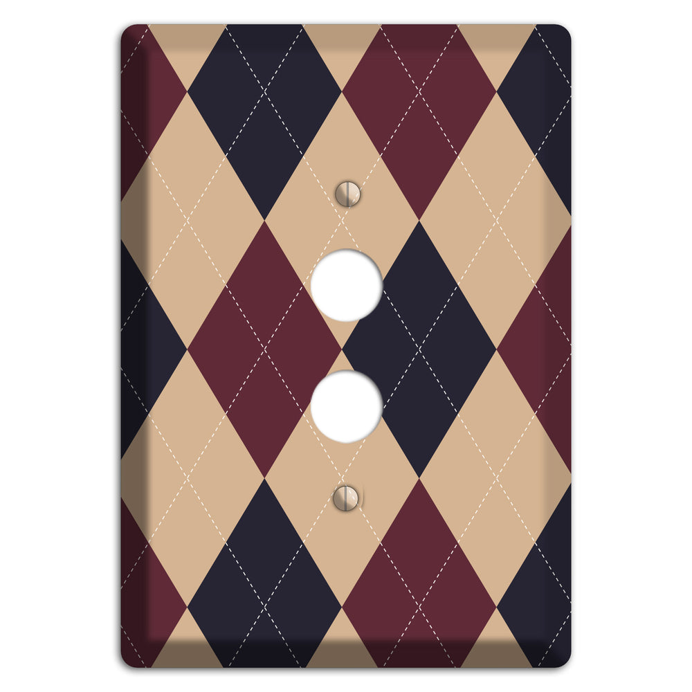 Brown and Tan Argyle 1 Pushbutton Wallplate