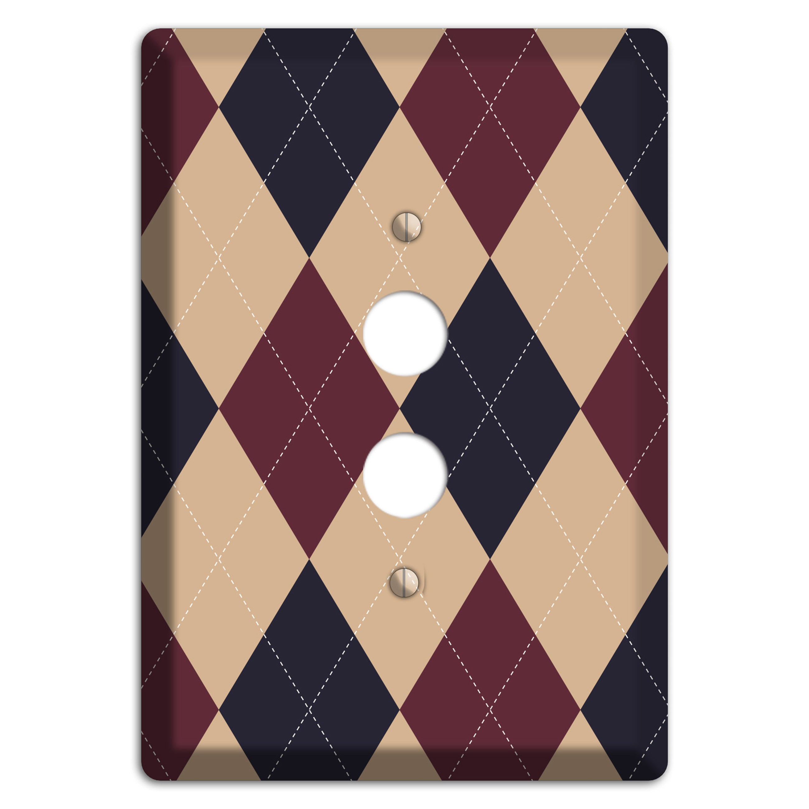 Brown and Tan Argyle 1 Pushbutton Wallplate