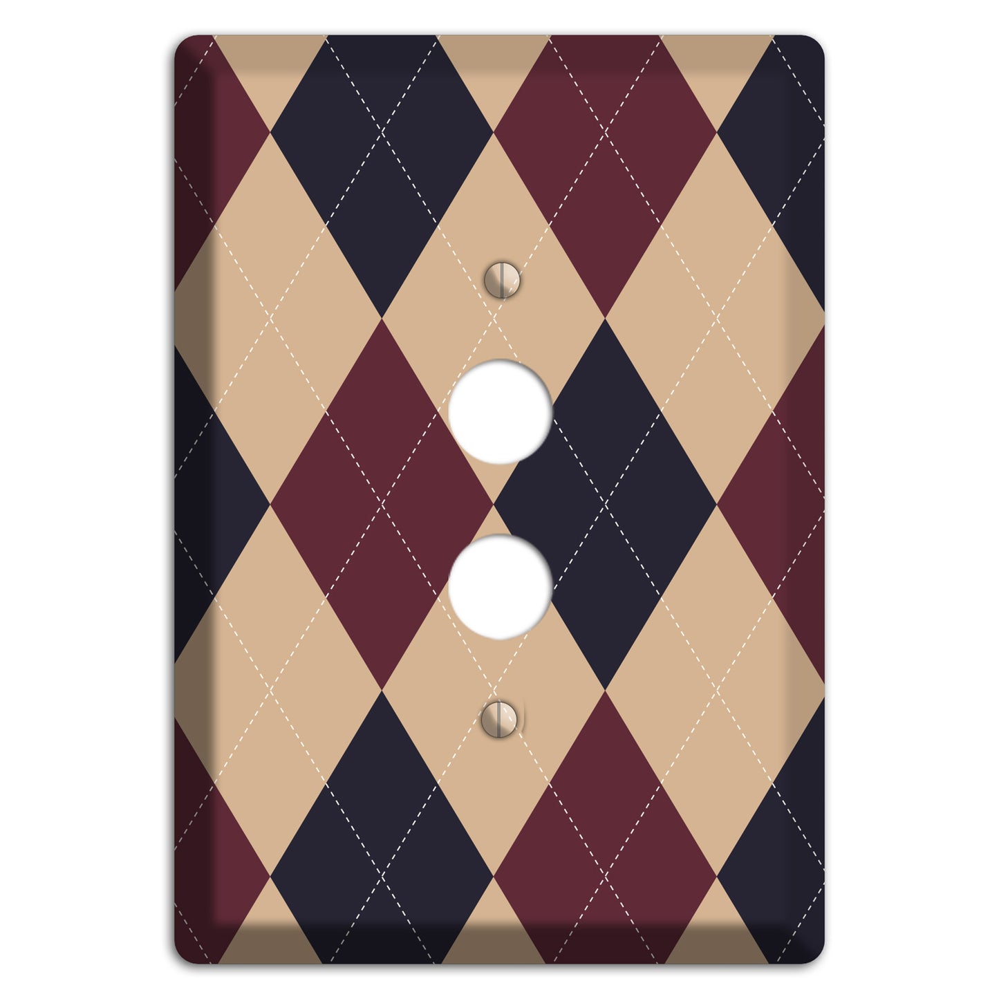 Brown and Tan Argyle 1 Pushbutton Wallplate