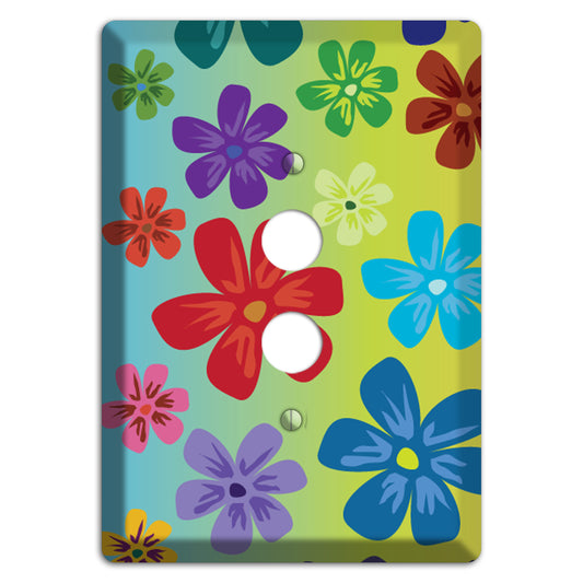 Blue to yellow Flowers 1 Pushbutton Wallplate