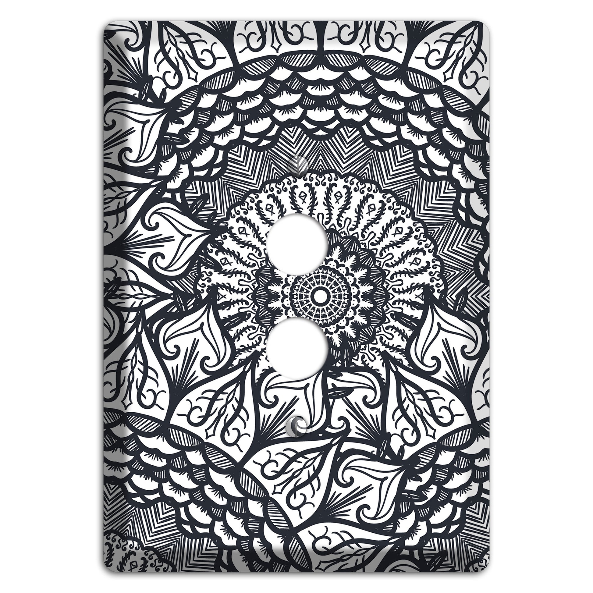 Mandala Black and White Style L Cover Plates 1 Pushbutton Wallplate