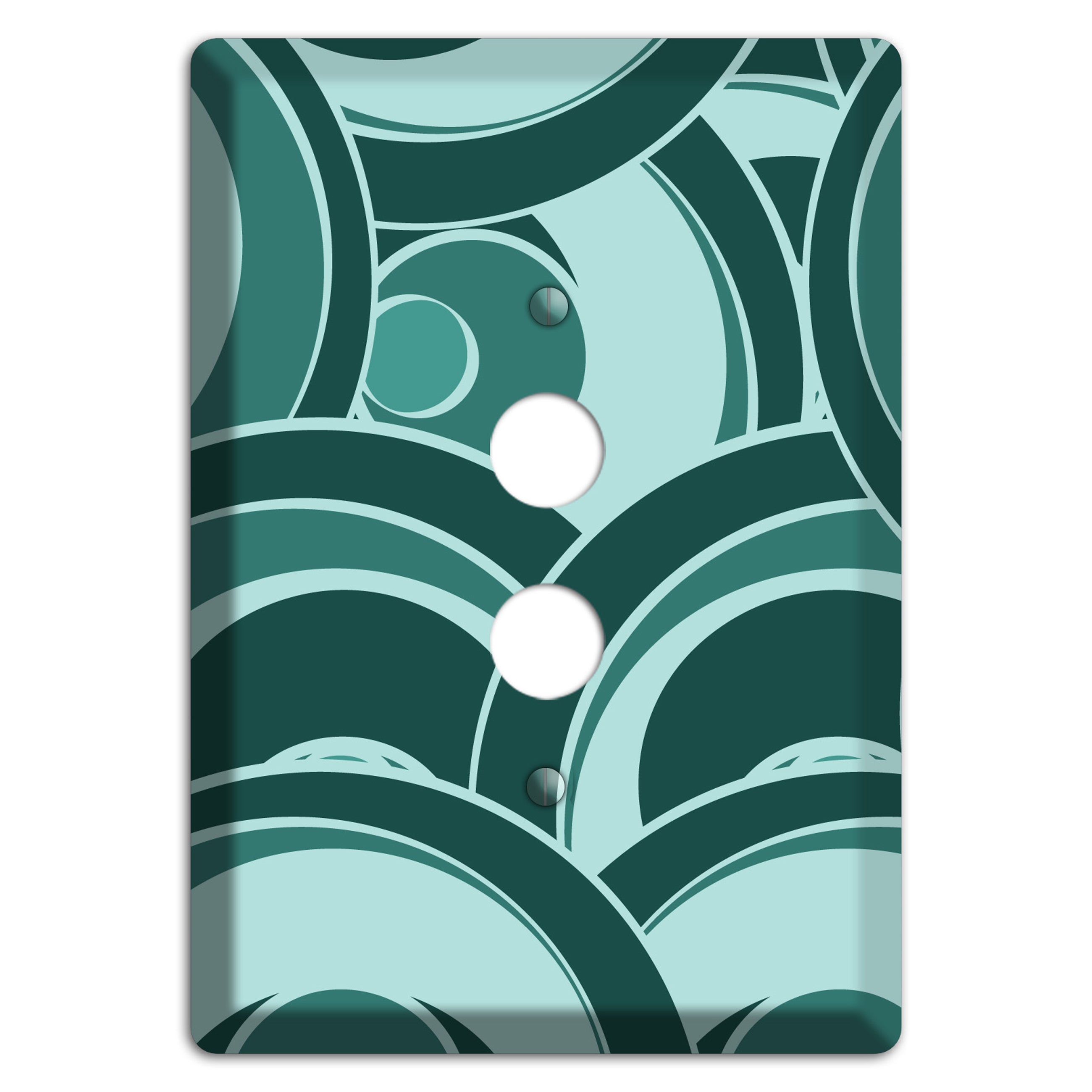 Blue-green Deco Circles 1 Pushbutton Wallplate