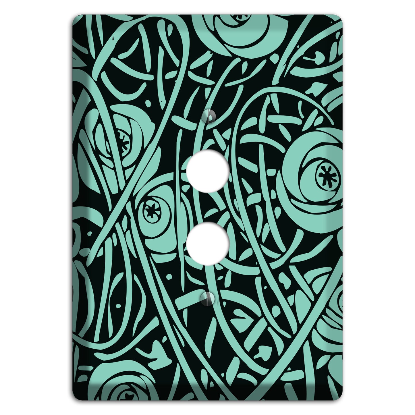 Teal Deco Floral 1 Pushbutton Wallplate
