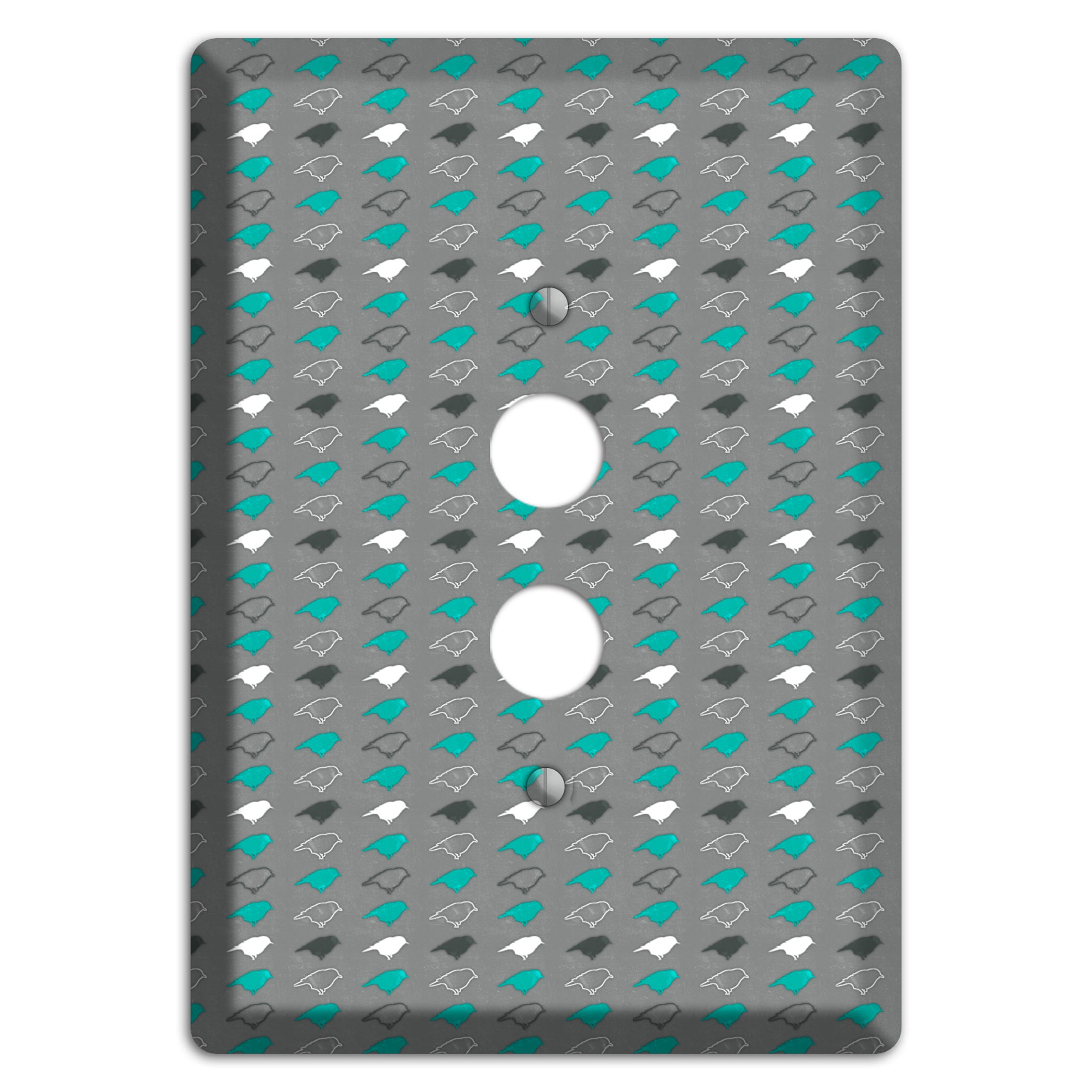 Grey with Small Green Birds 2 1 Pushbutton Wallplate