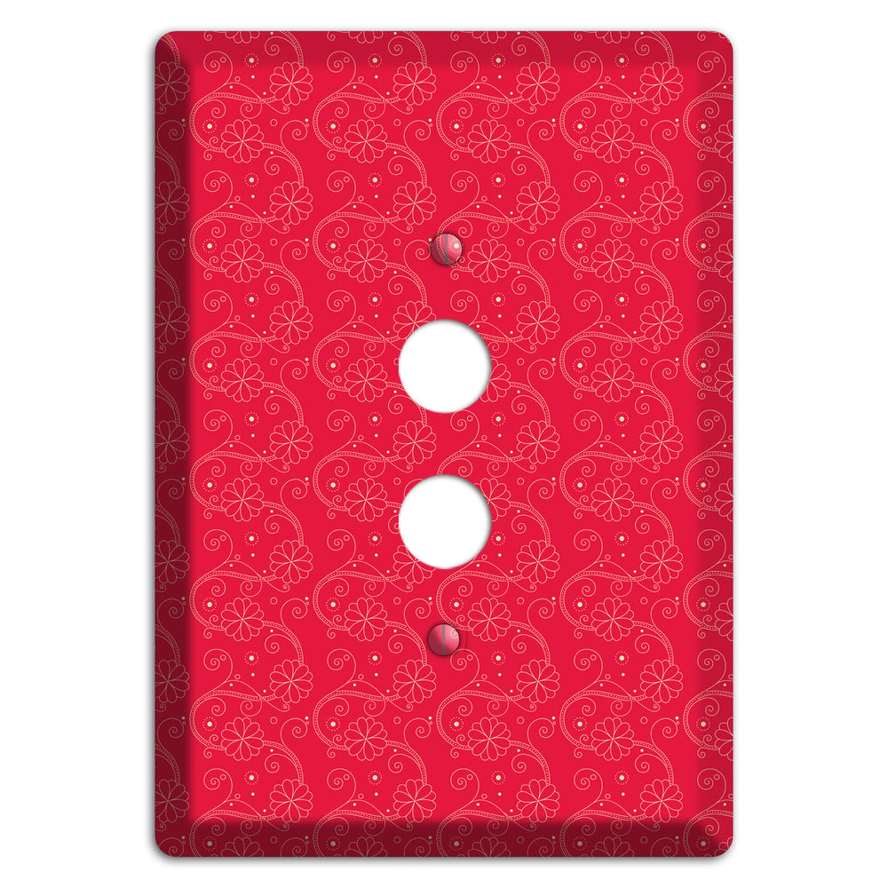 Tiny Red Floral Swirl 1 Pushbutton Wallplate