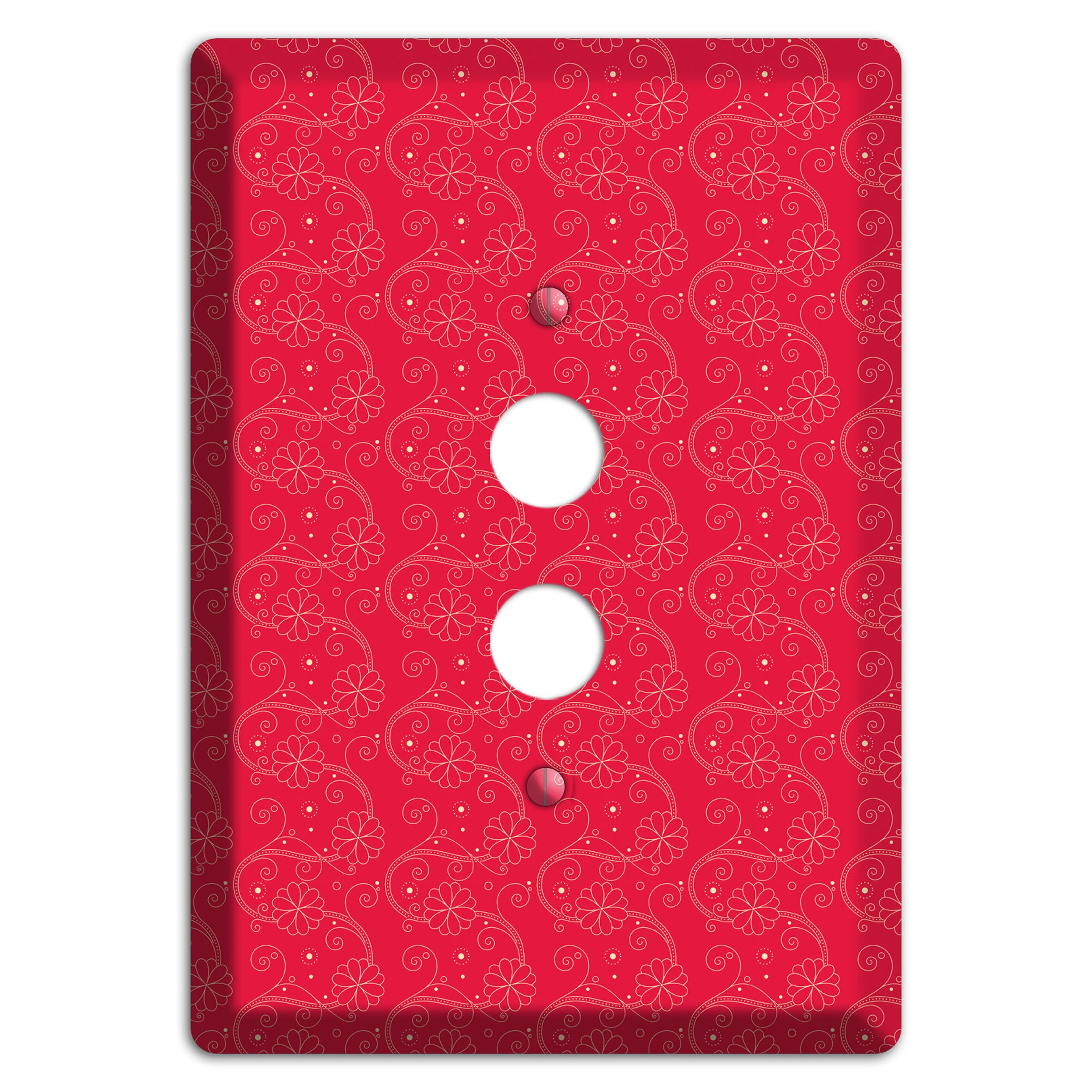 Tiny Red Floral Swirl 1 Pushbutton Wallplate