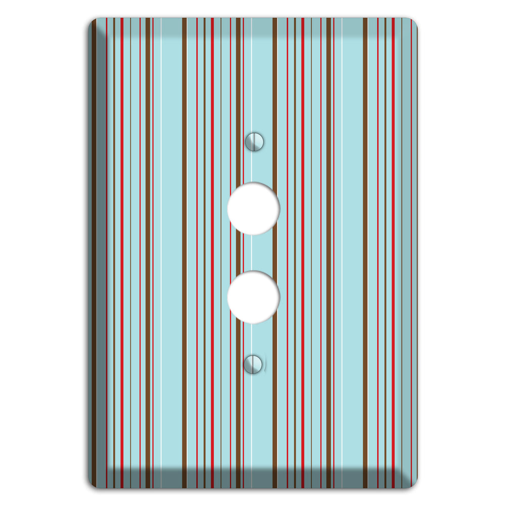 Dusty Blue with Red and Brown Vertical Stripes 1 Pushbutton Wallplate