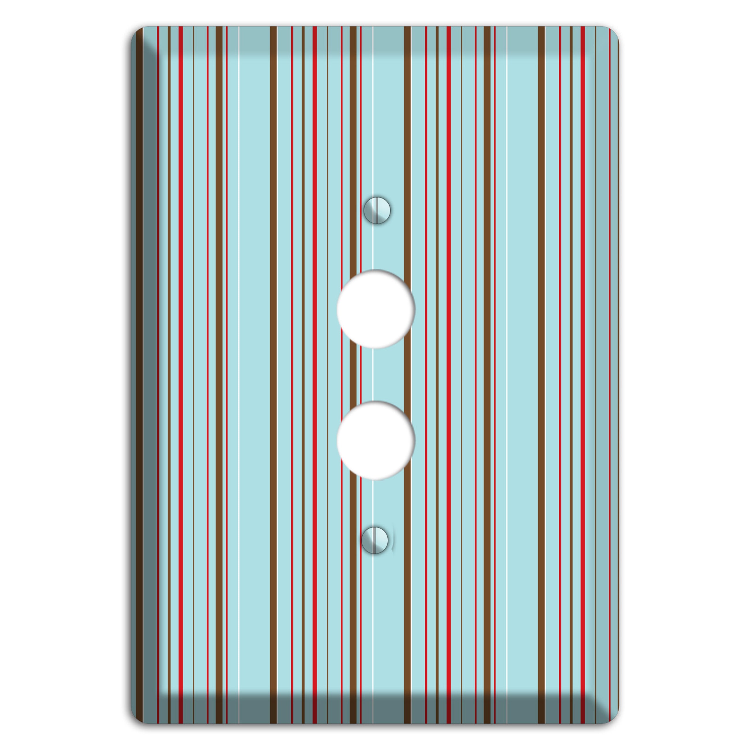 Dusty Blue with Red and Brown Vertical Stripes 1 Pushbutton Wallplate