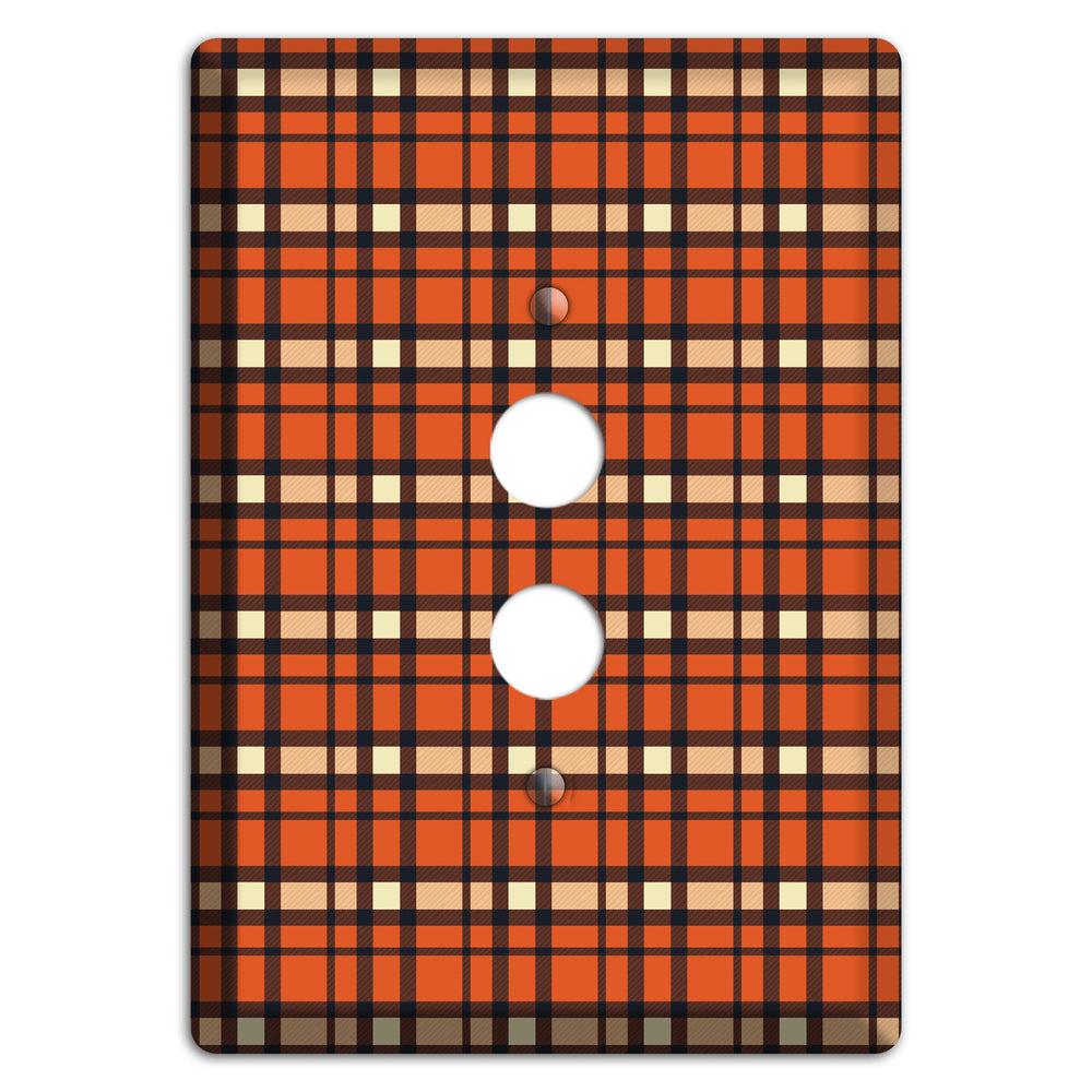 Orange Plaid 1 Pushbutton Wallplate