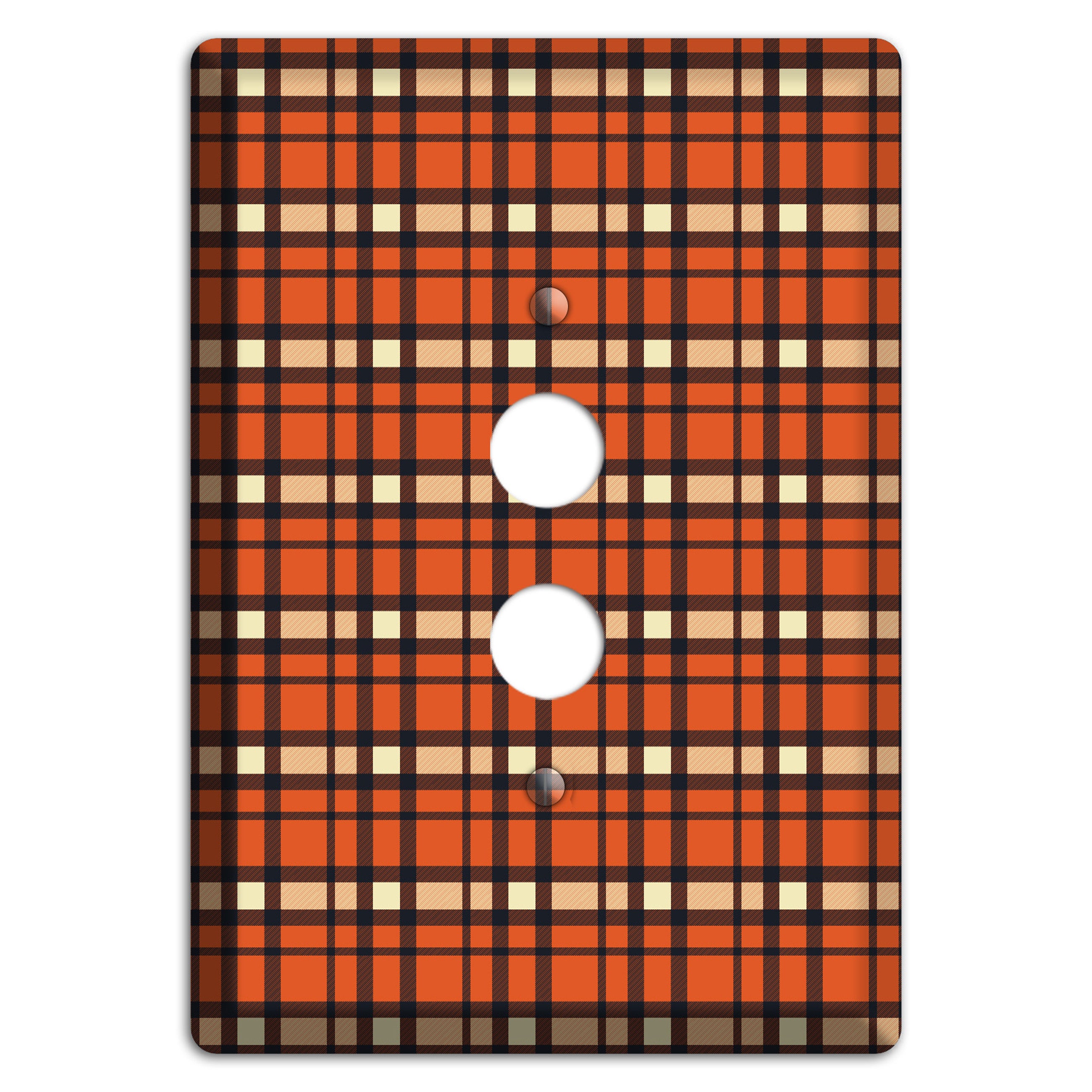 Orange Plaid 1 Pushbutton Wallplate
