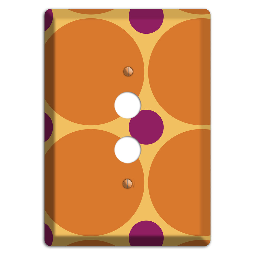 Orange with Umber and Plum Multi Tiled Large Dots 1 Pushbutton Wallplate