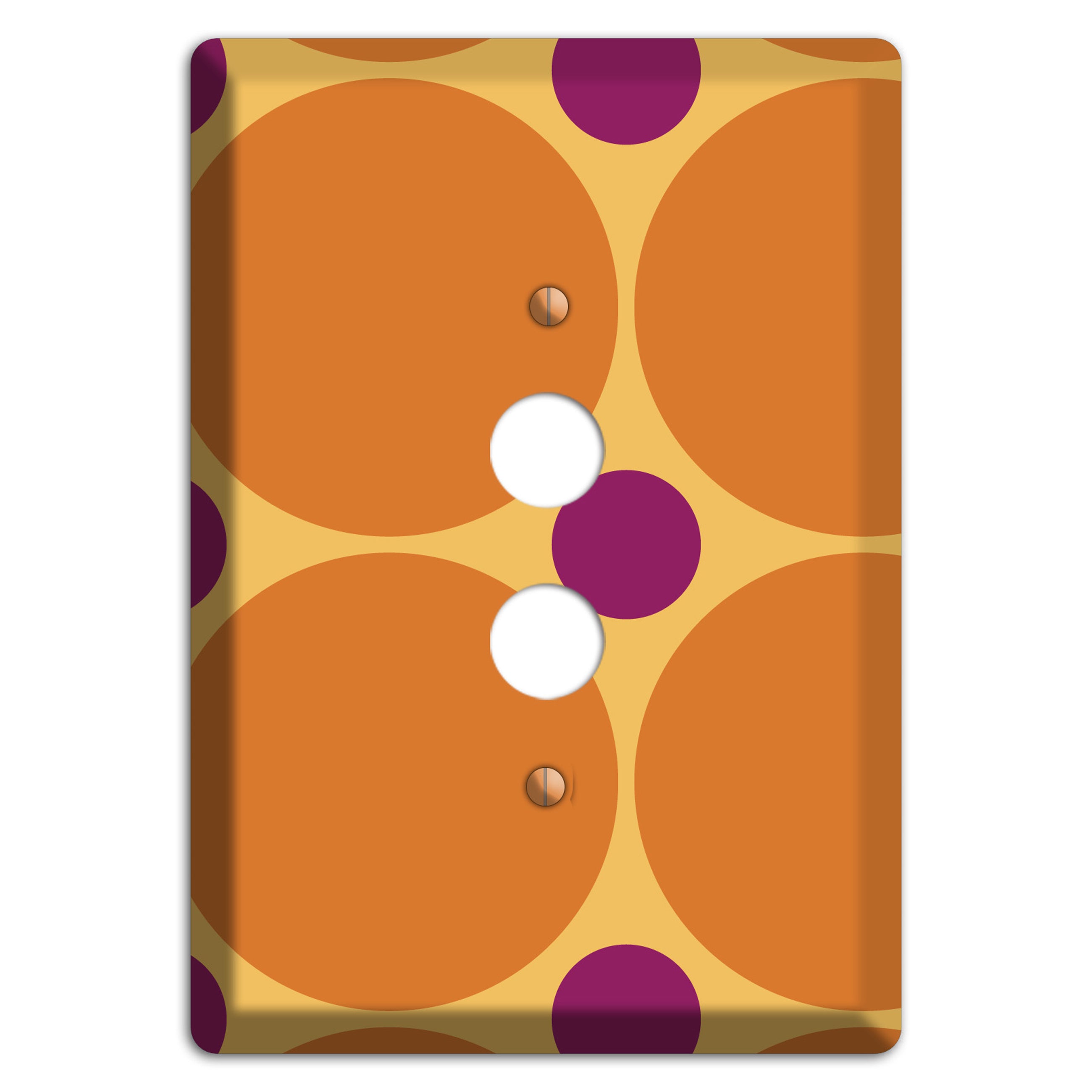 Orange with Umber and Plum Multi Tiled Large Dots 1 Pushbutton Wallplate