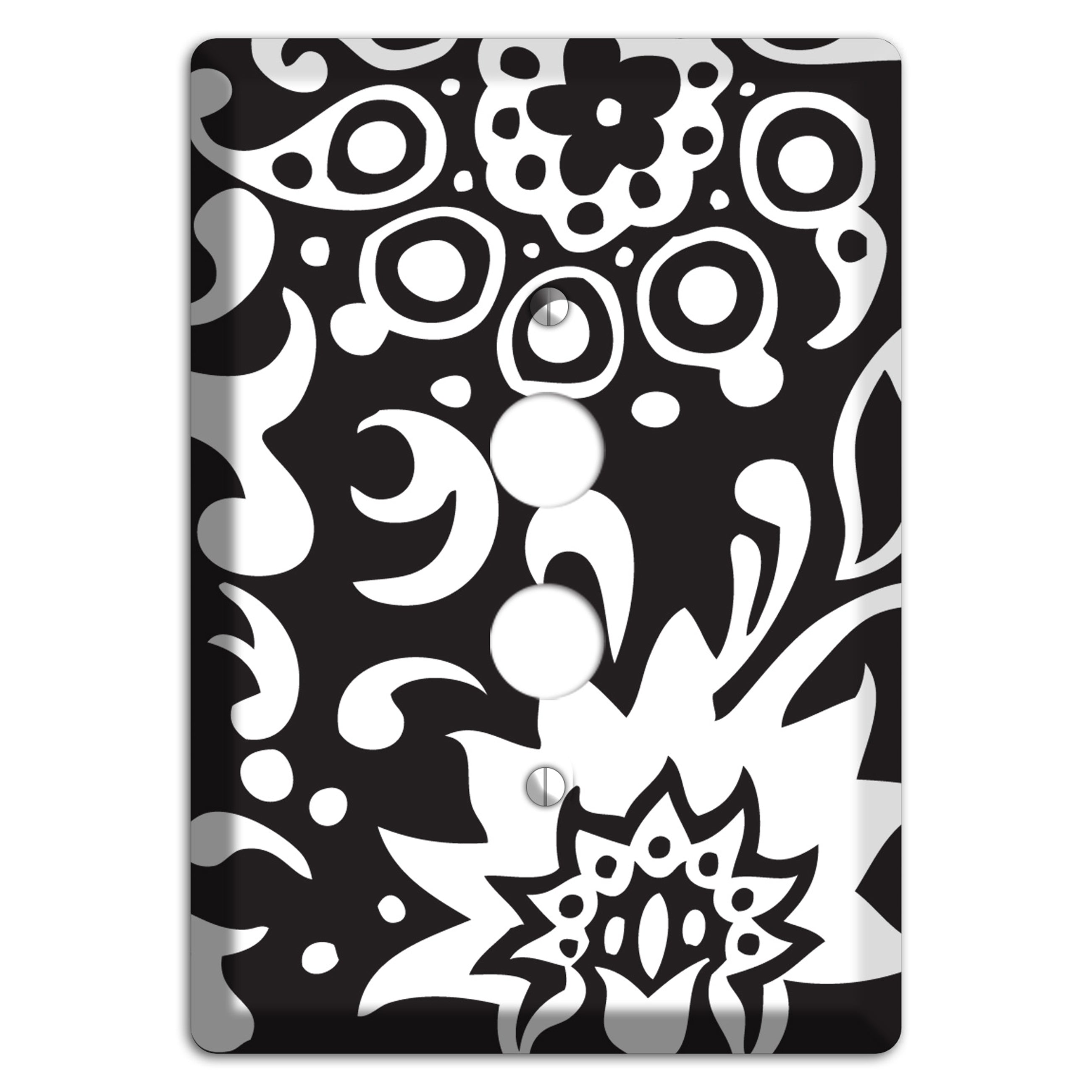 Black with White Boteh 1 Pushbutton Wallplate