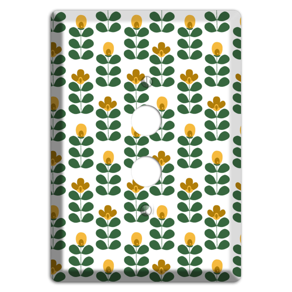 Dark Green Deco Floral Half Drop 1 Pushbutton Wallplate