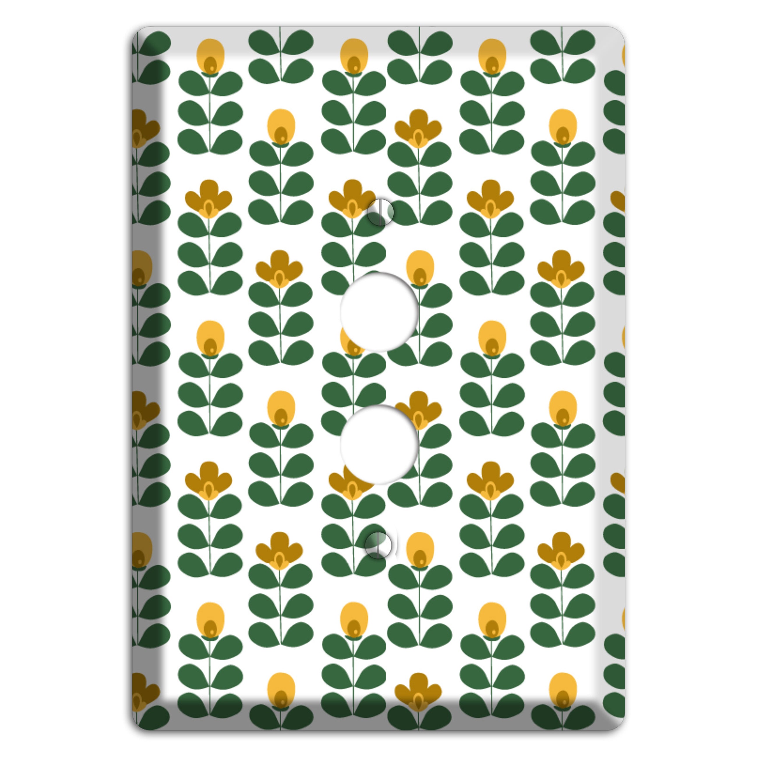 Dark Green Deco Floral Half Drop 1 Pushbutton Wallplate