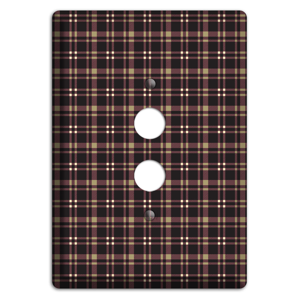 Dark Brown Plaid 1 Pushbutton Wallplate