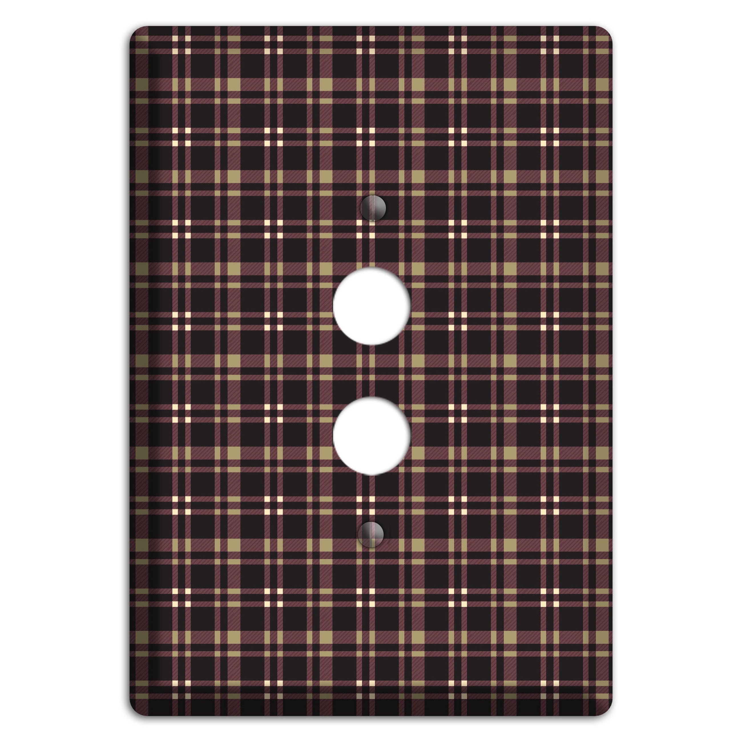 Dark Brown Plaid 1 Pushbutton Wallplate