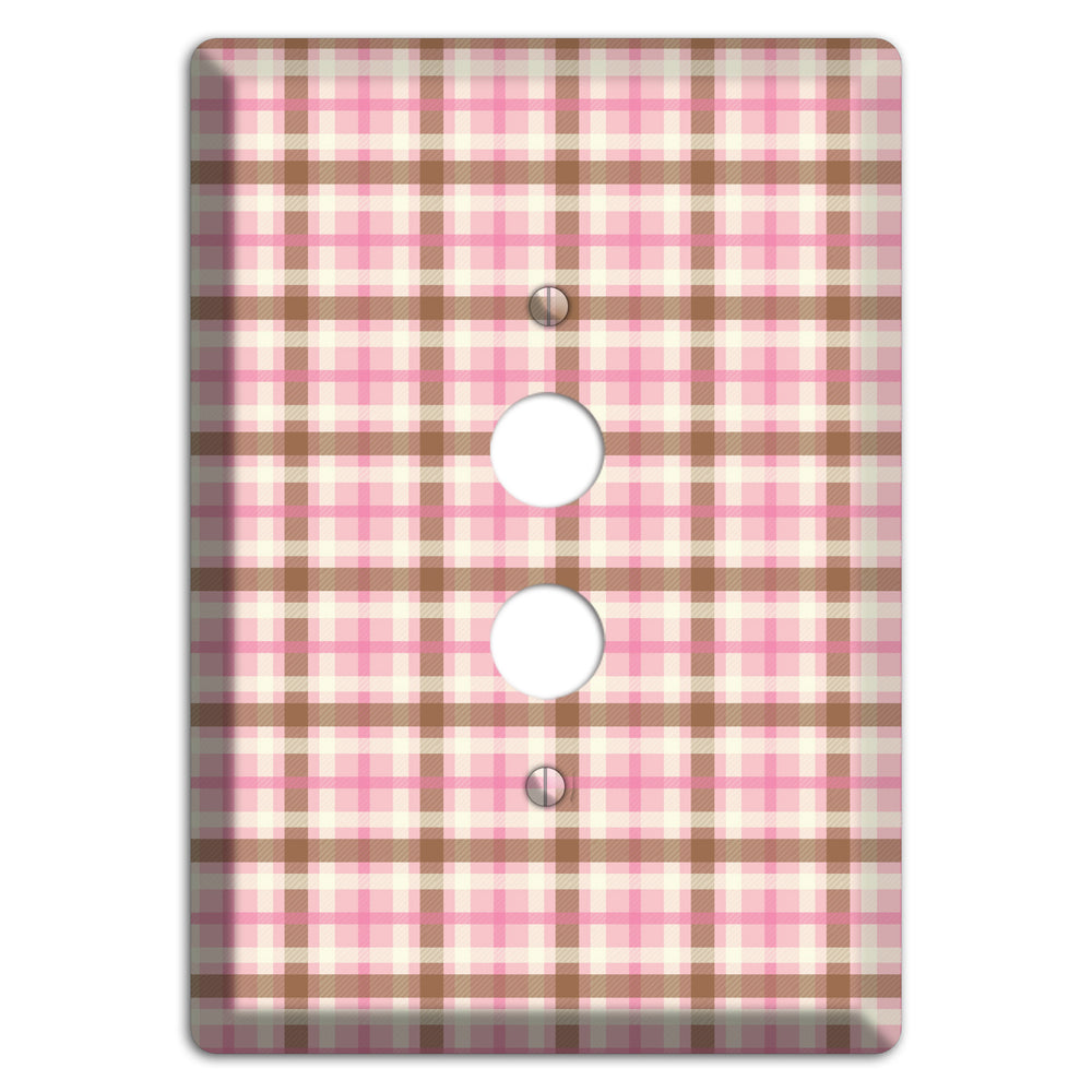 Pink and Brown Plaid 1 Pushbutton Wallplate