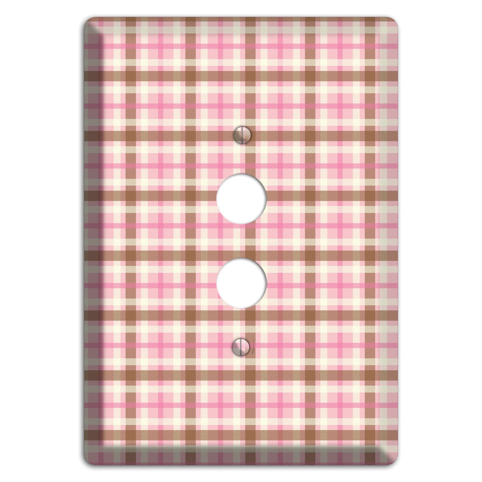 Pink and Brown Plaid 1 Pushbutton Wallplate