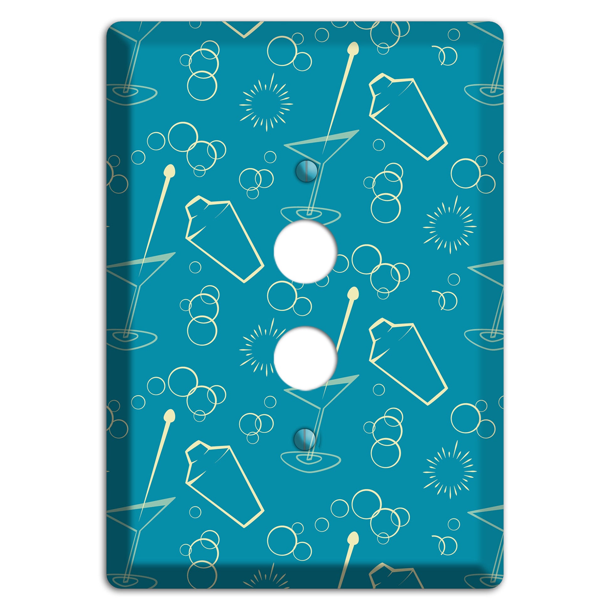 Teal Cocktail Hour 1 Pushbutton Wallplate