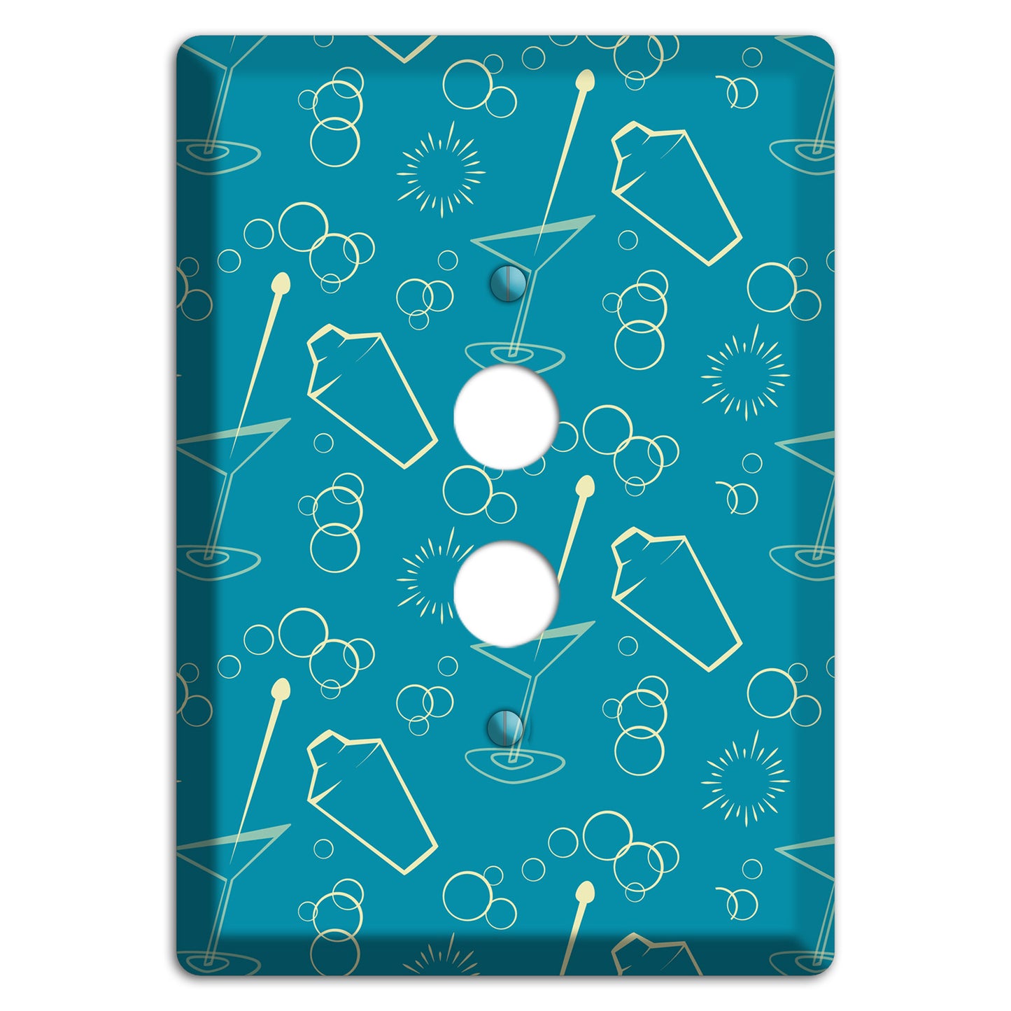 Teal Cocktail Hour 1 Pushbutton Wallplate