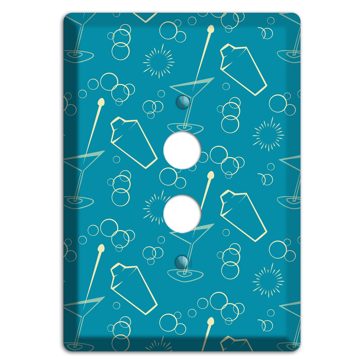 Teal Cocktail Hour 1 Pushbutton Wallplate