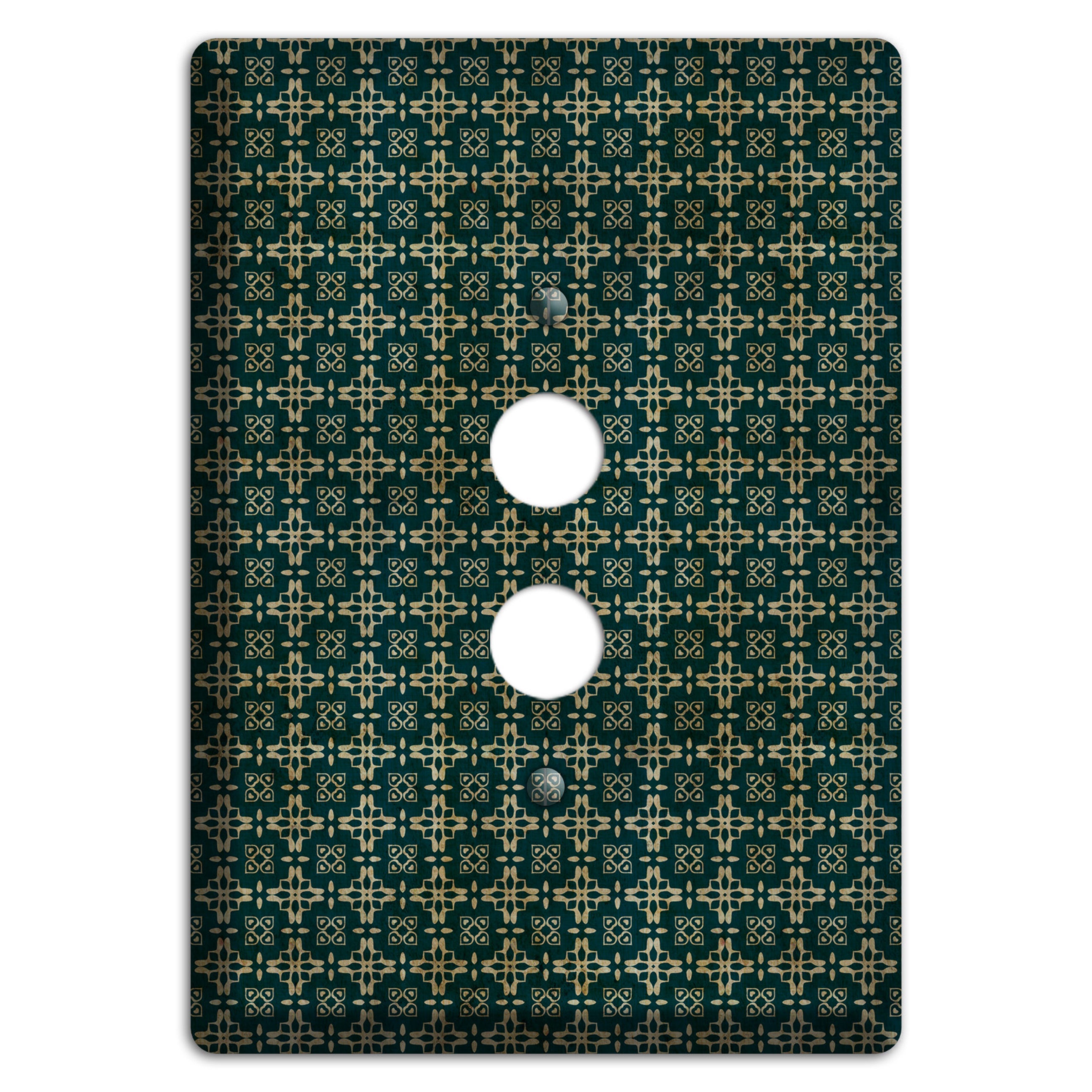 Dark Green Grunge Arabesque 1 Pushbutton Wallplate
