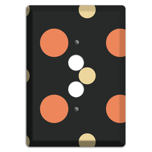 Black with Coral and Beige Multi Medium Polka Dots 1 Pushbutton Wallplate