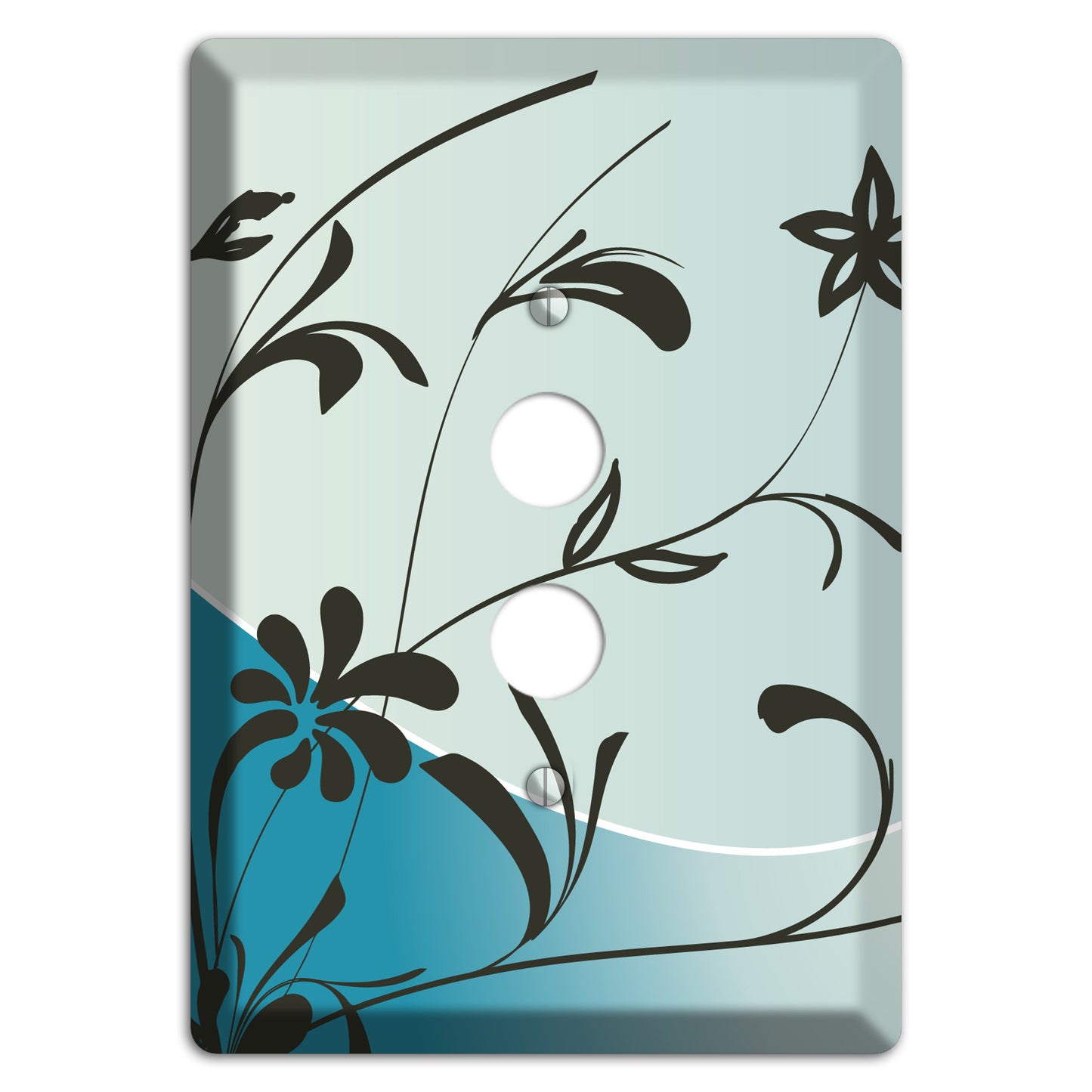 Blue-grey Floral Sprig 1 Pushbutton Wallplate