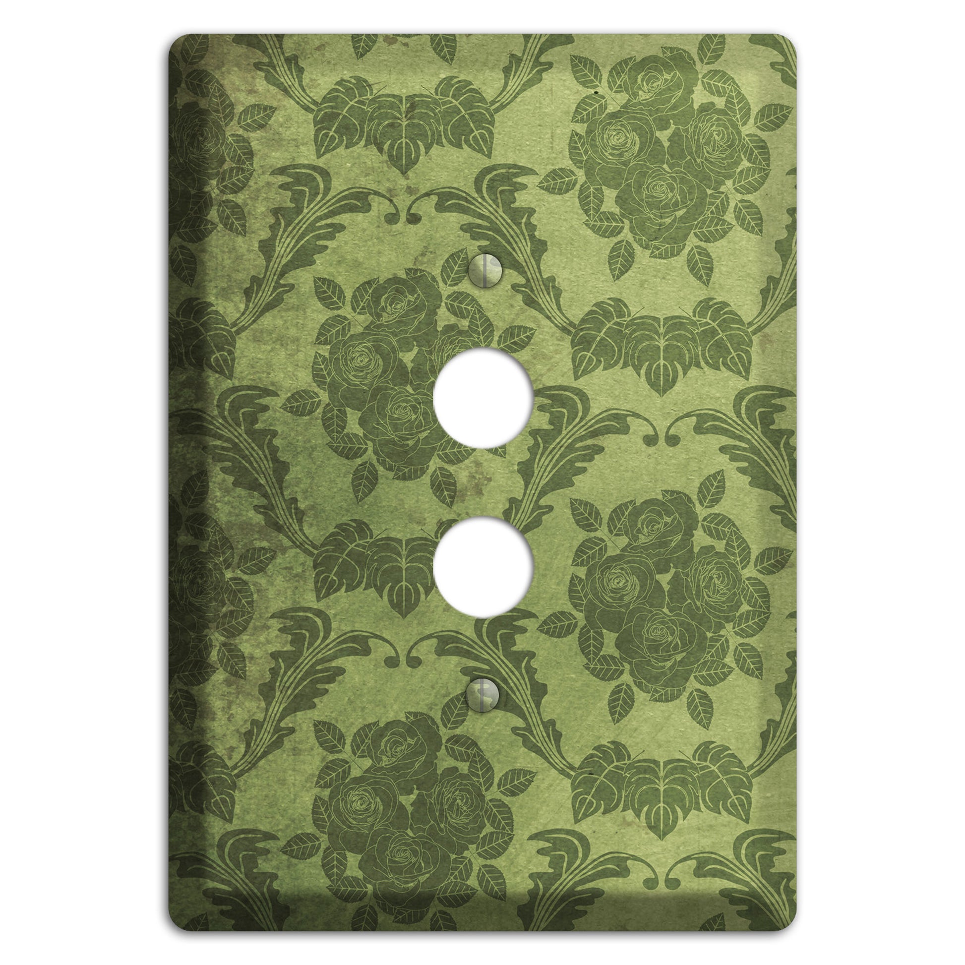 Green Smoke Vintage Rose Damask 1 Pushbutton Wallplate